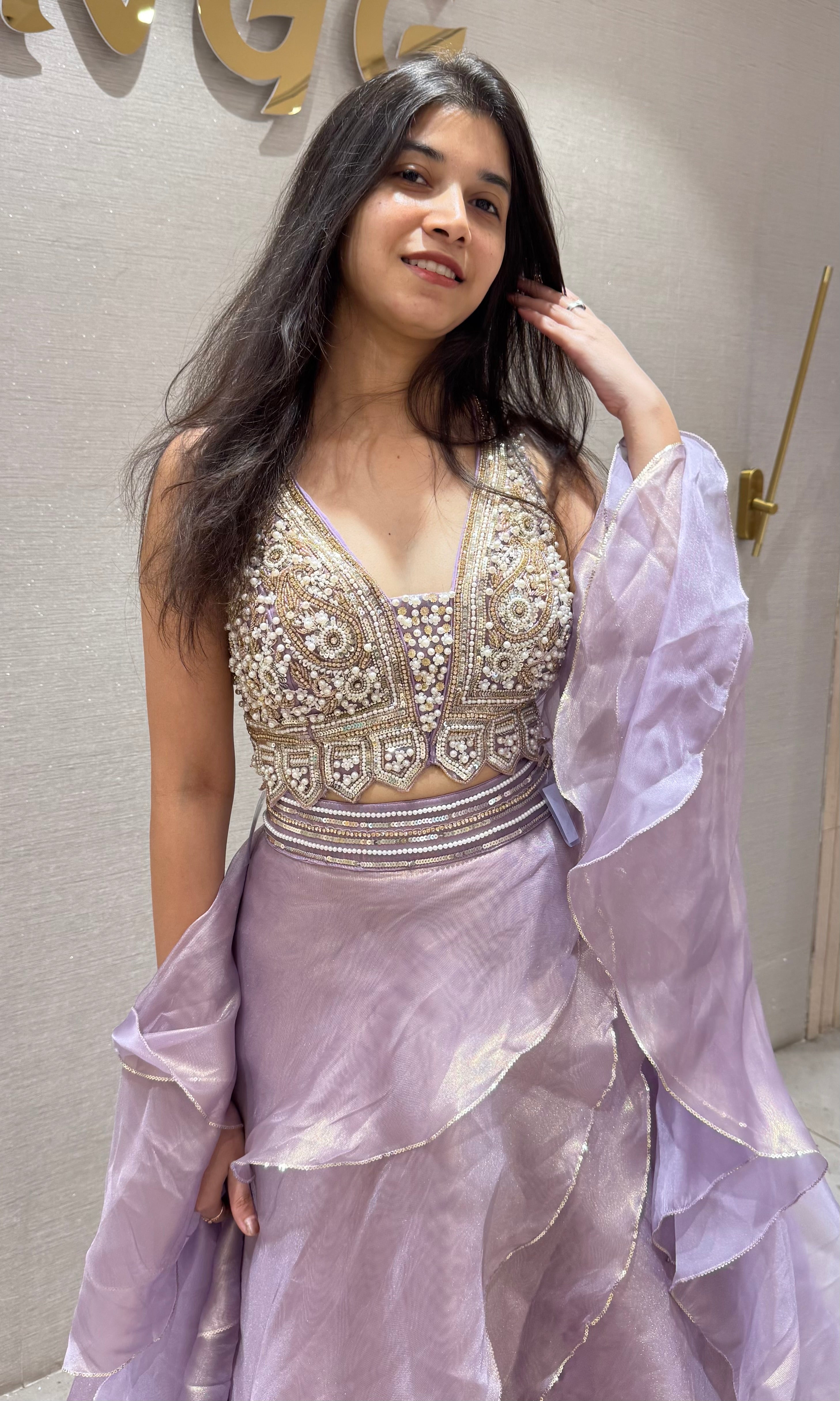 LILAC ruffled lehenga set WITH ELEGANT BLOUSE