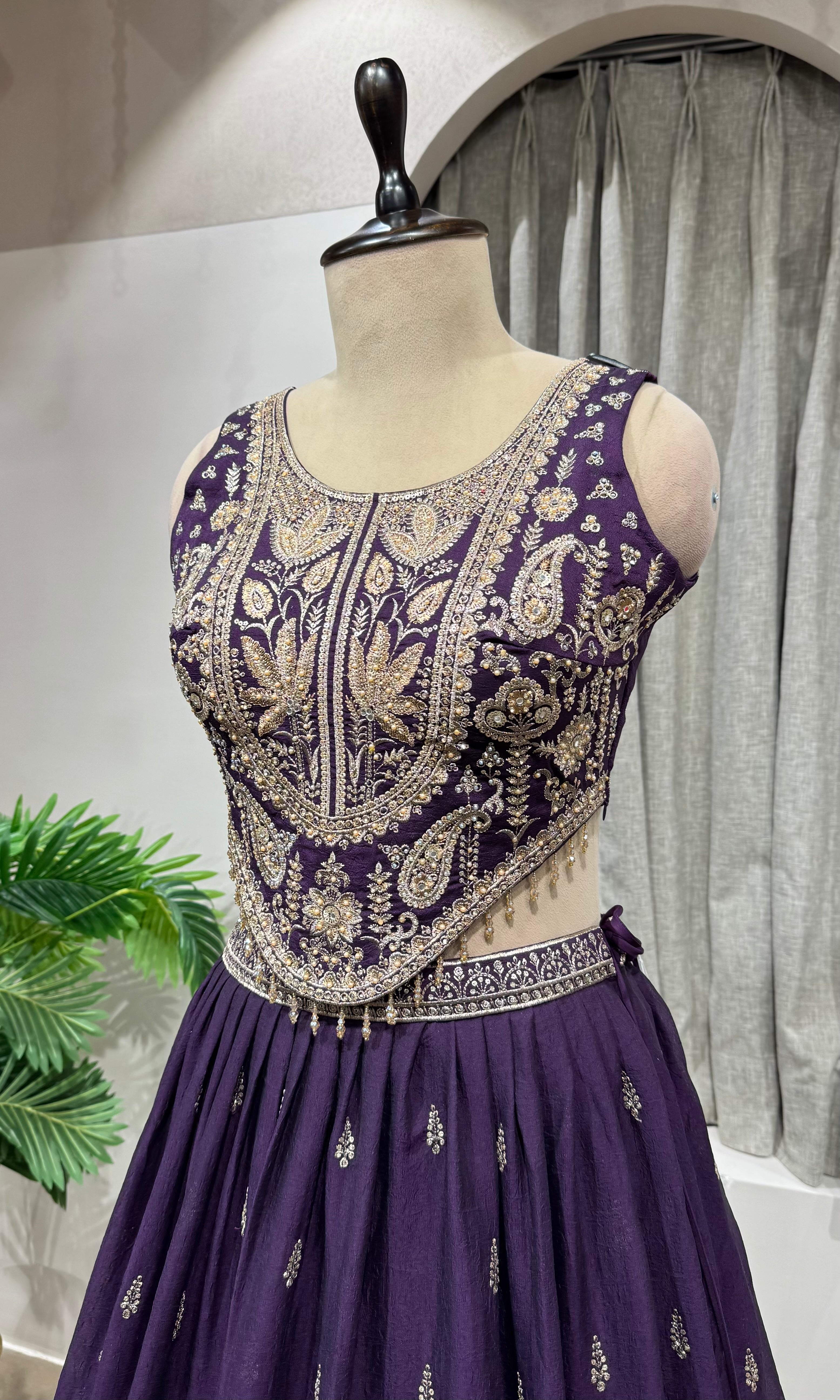 PURPLE Traditional Floral Motif Lehenga Set