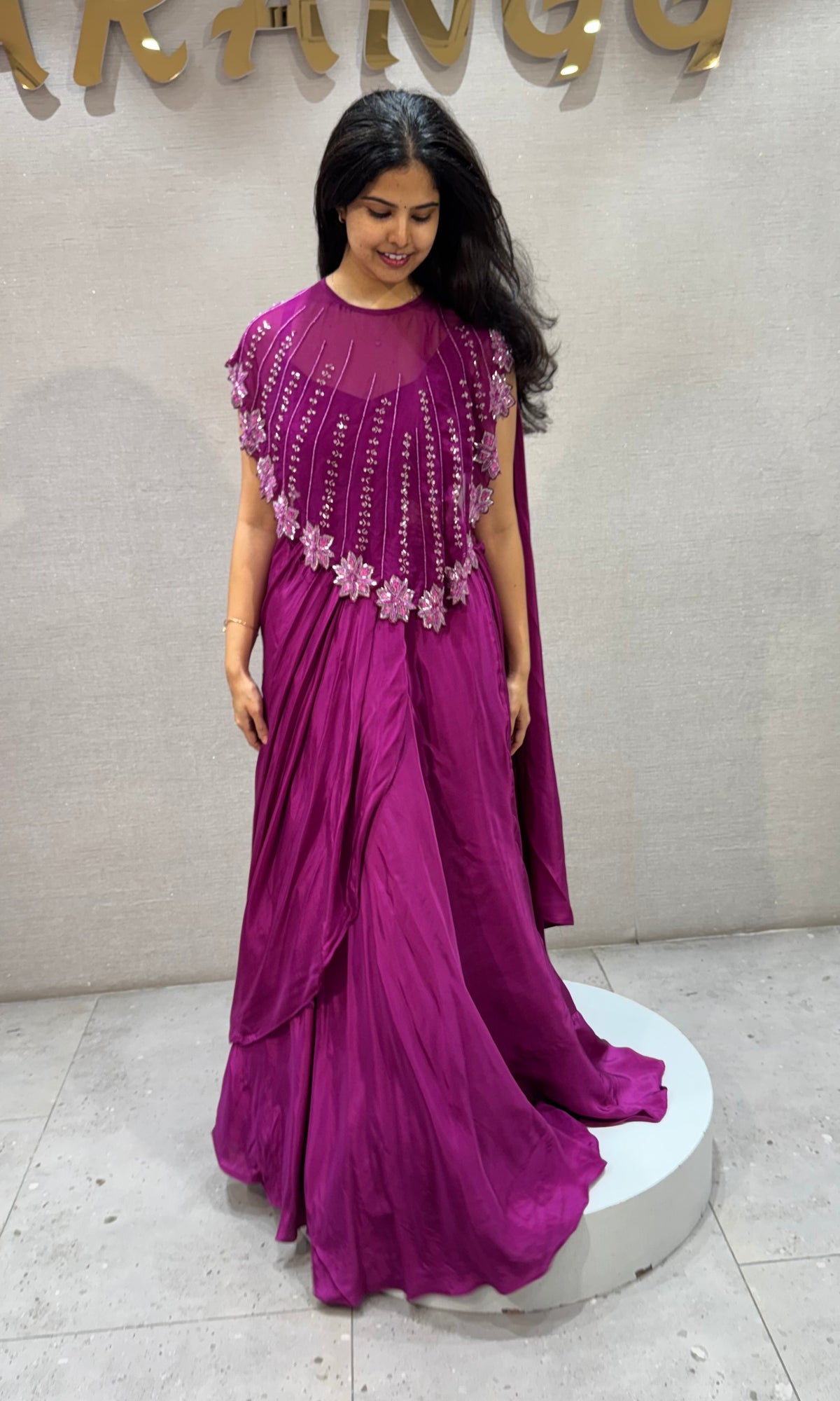Purple Shimmer Floral Embroidered Lehenga