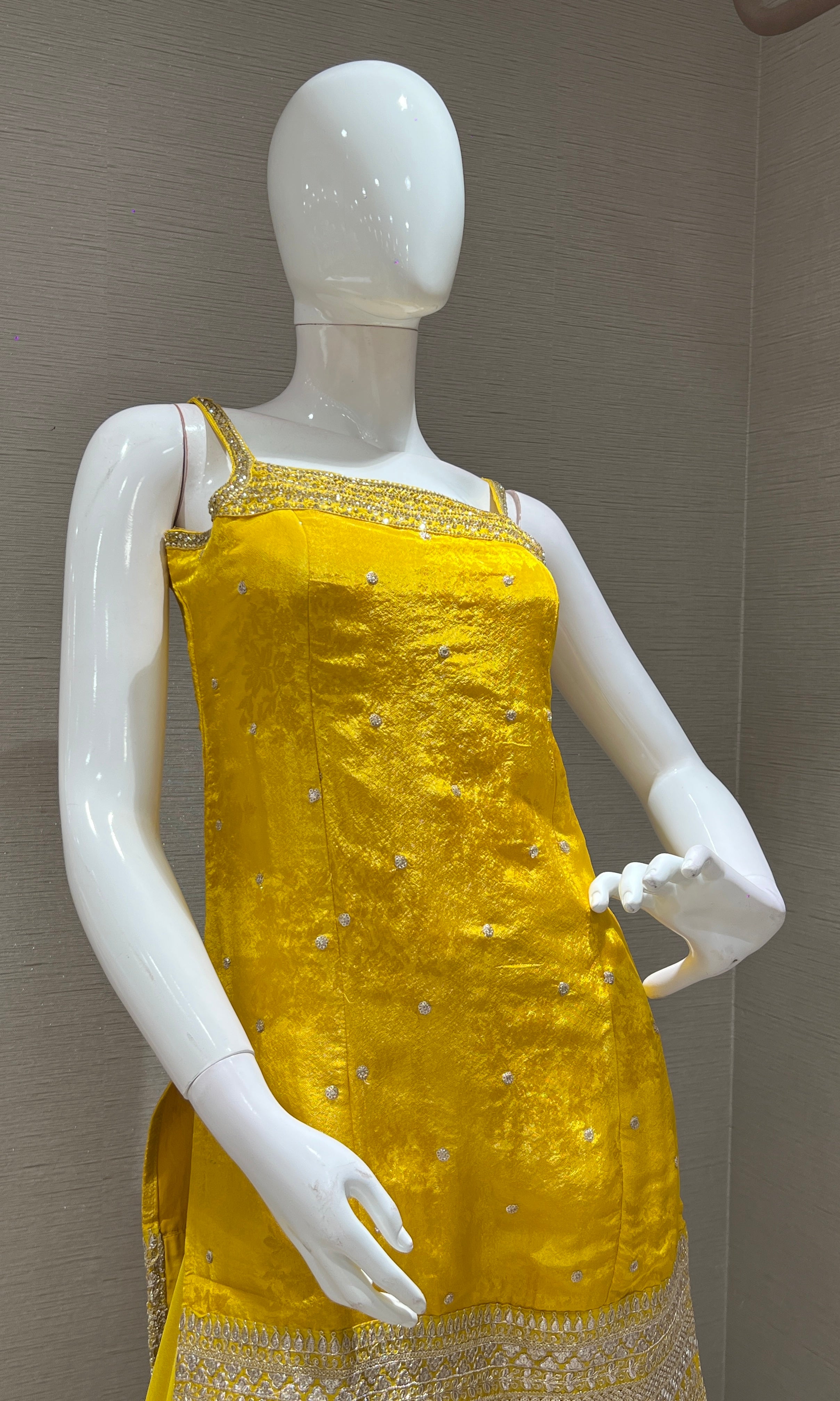 YELLOW embroidery sharara set with dupatta