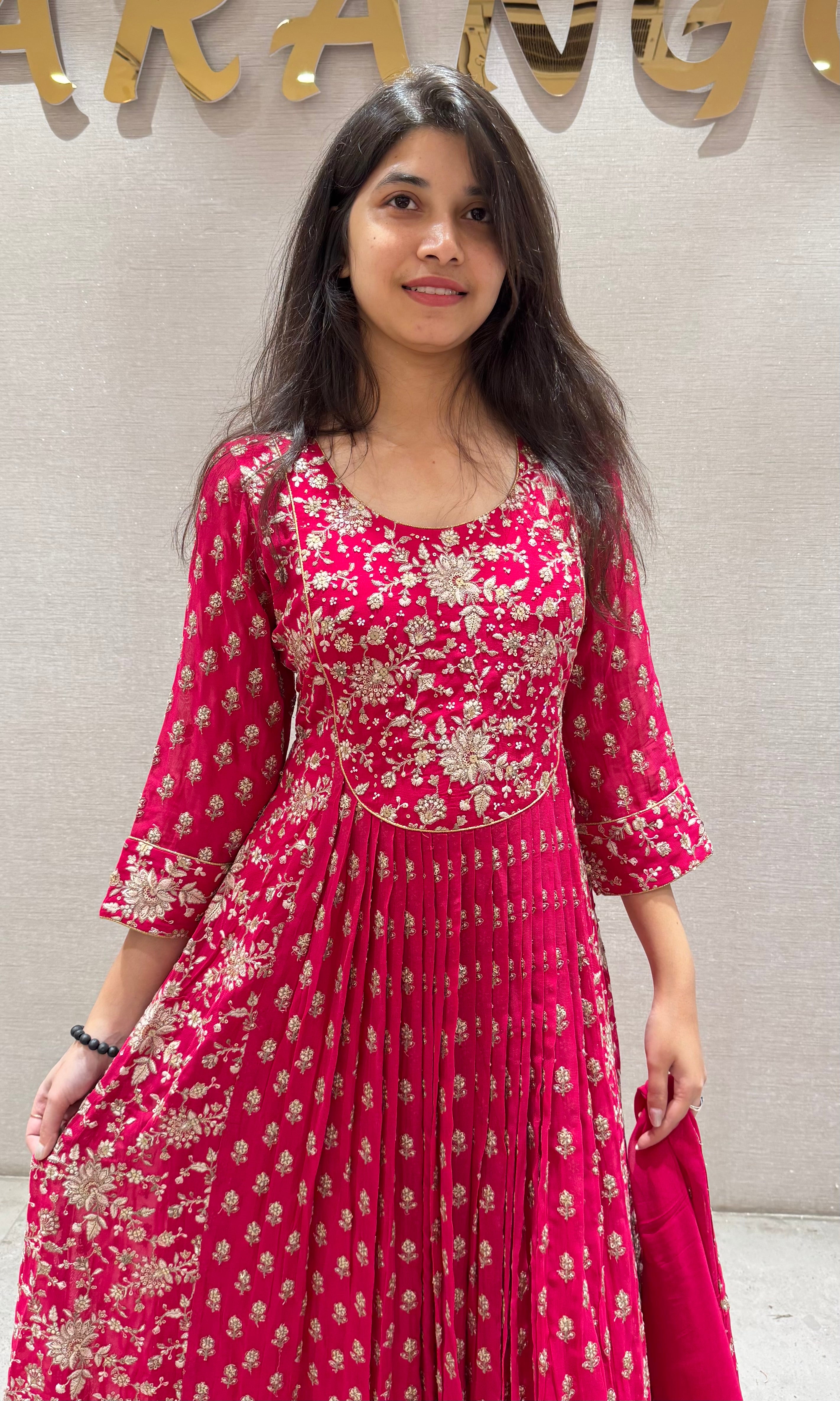 Rani pink ANARKALI long dress