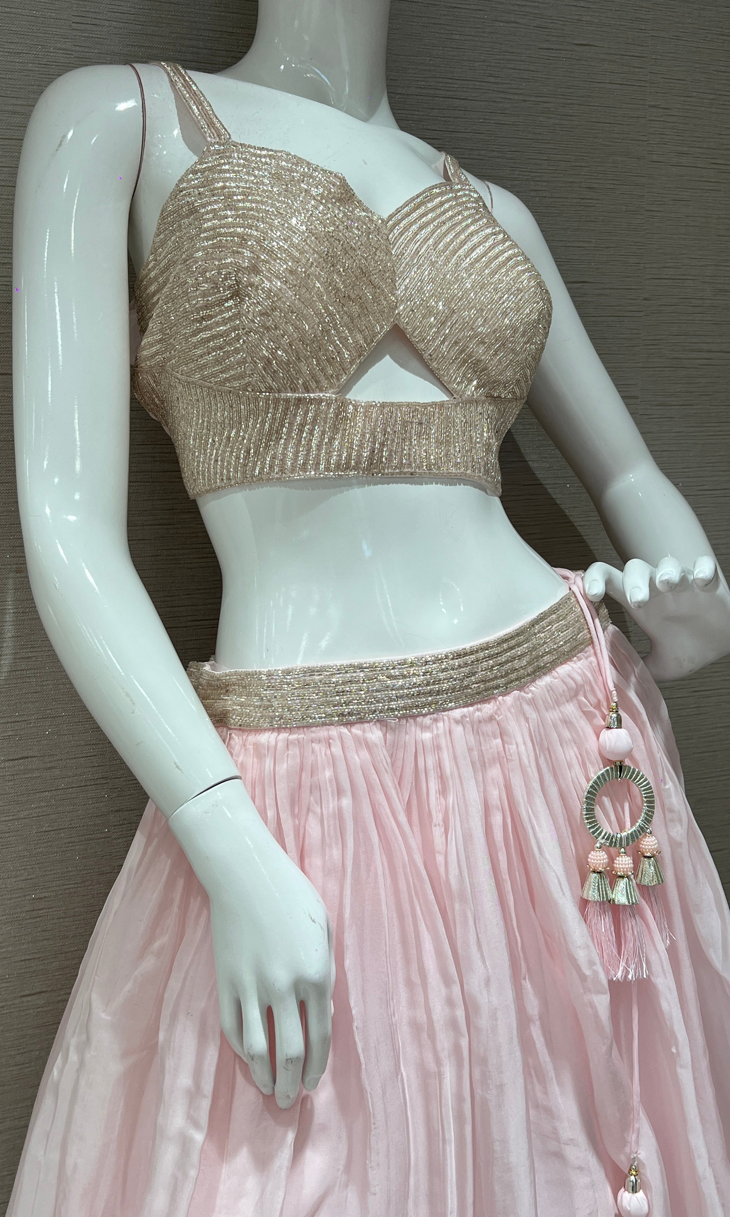 Baby pink Lehenga with Banarasi work