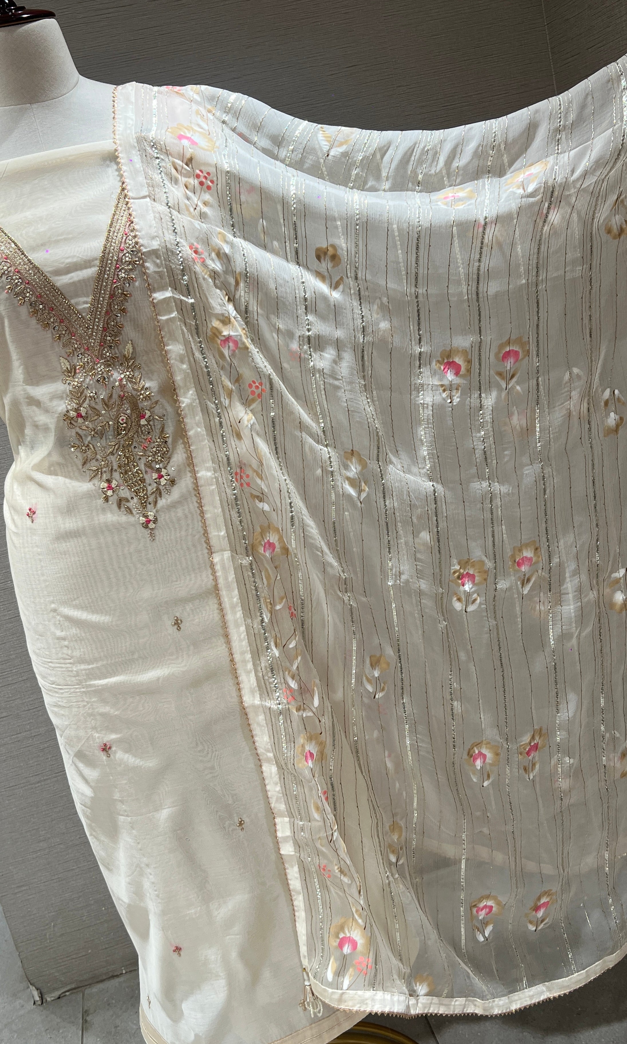 Ivory dress material (party wear)