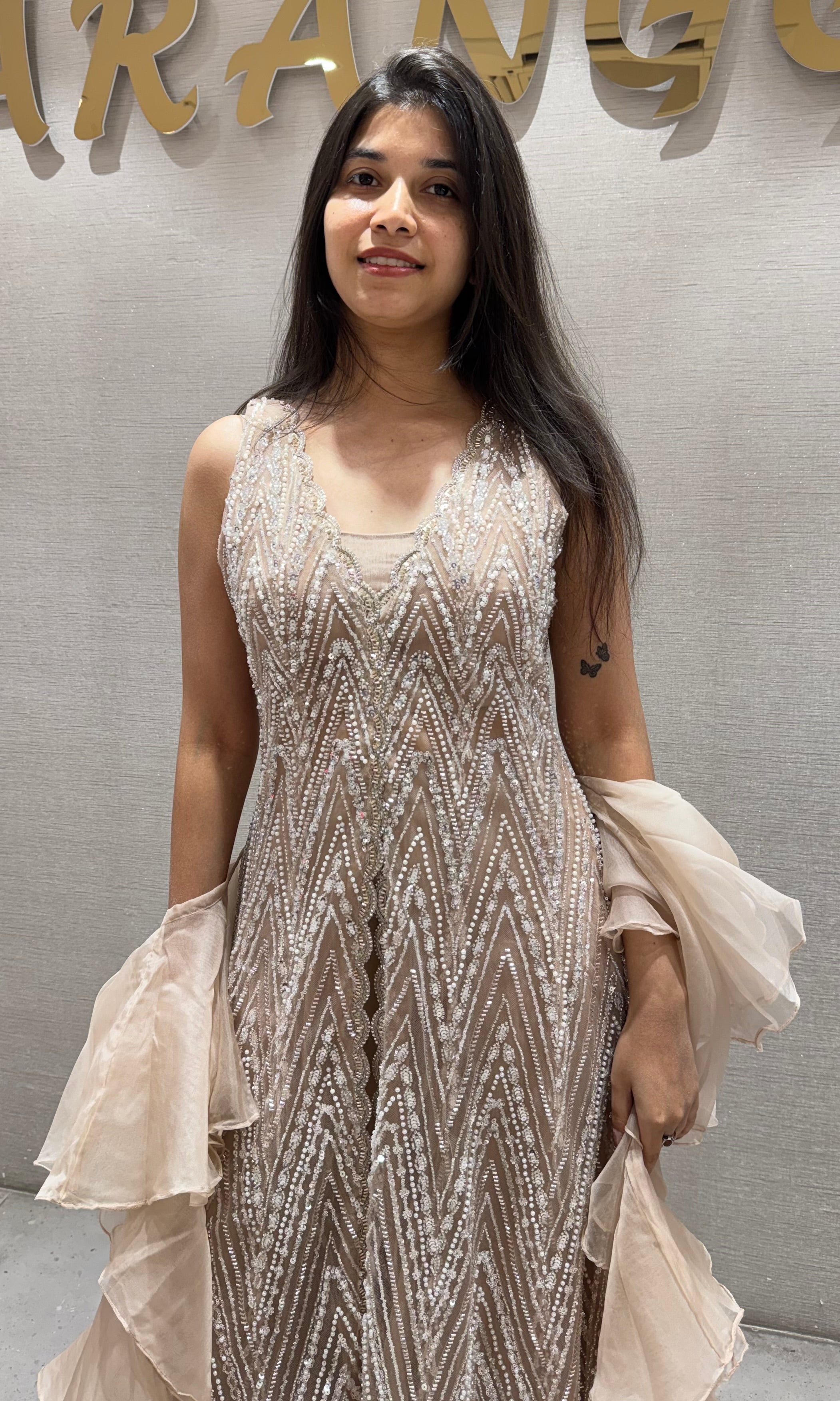 Chicko Pale Taupe Peplum PALAZZO SET