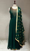 Emerald Green georgette long dress