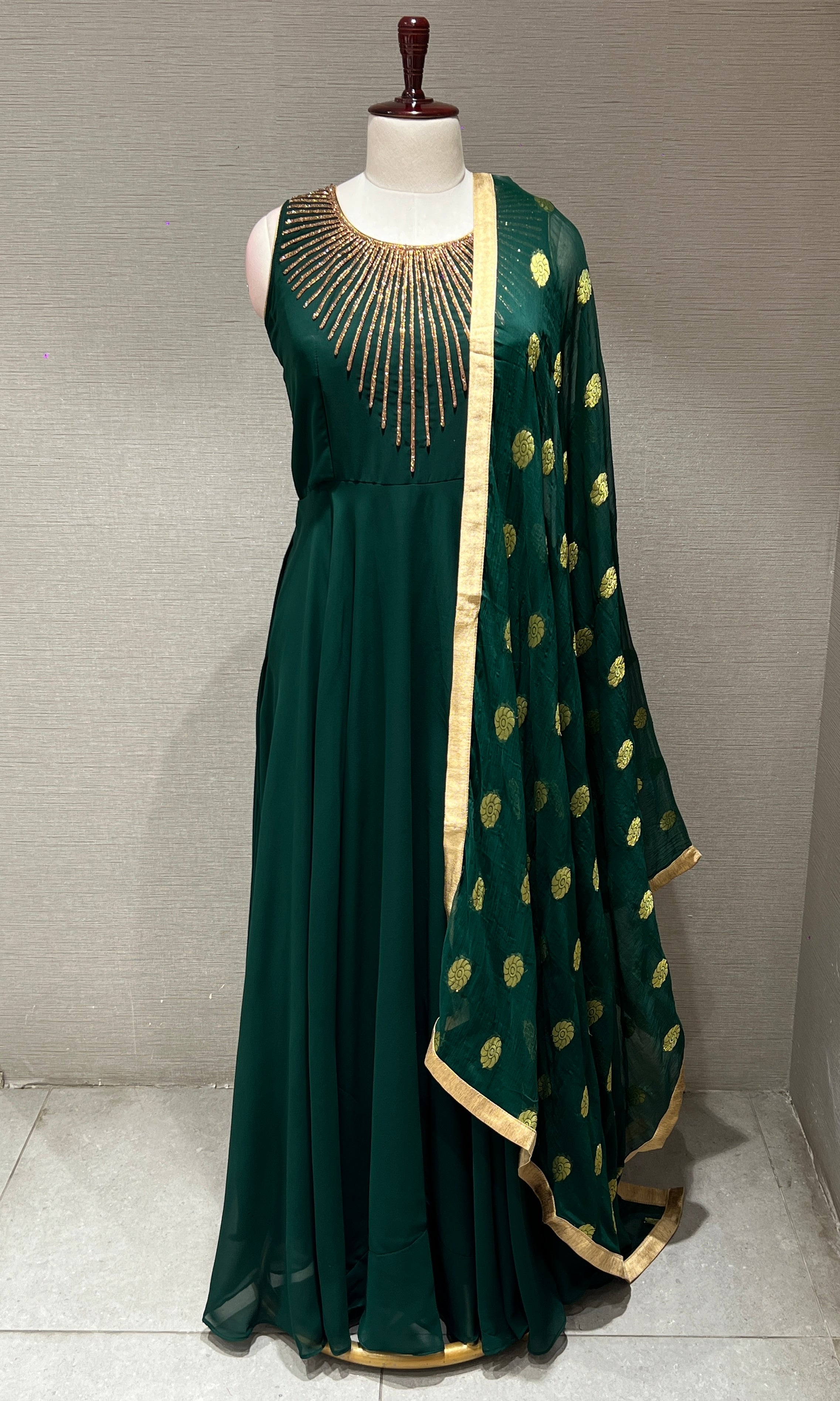 Green long dress