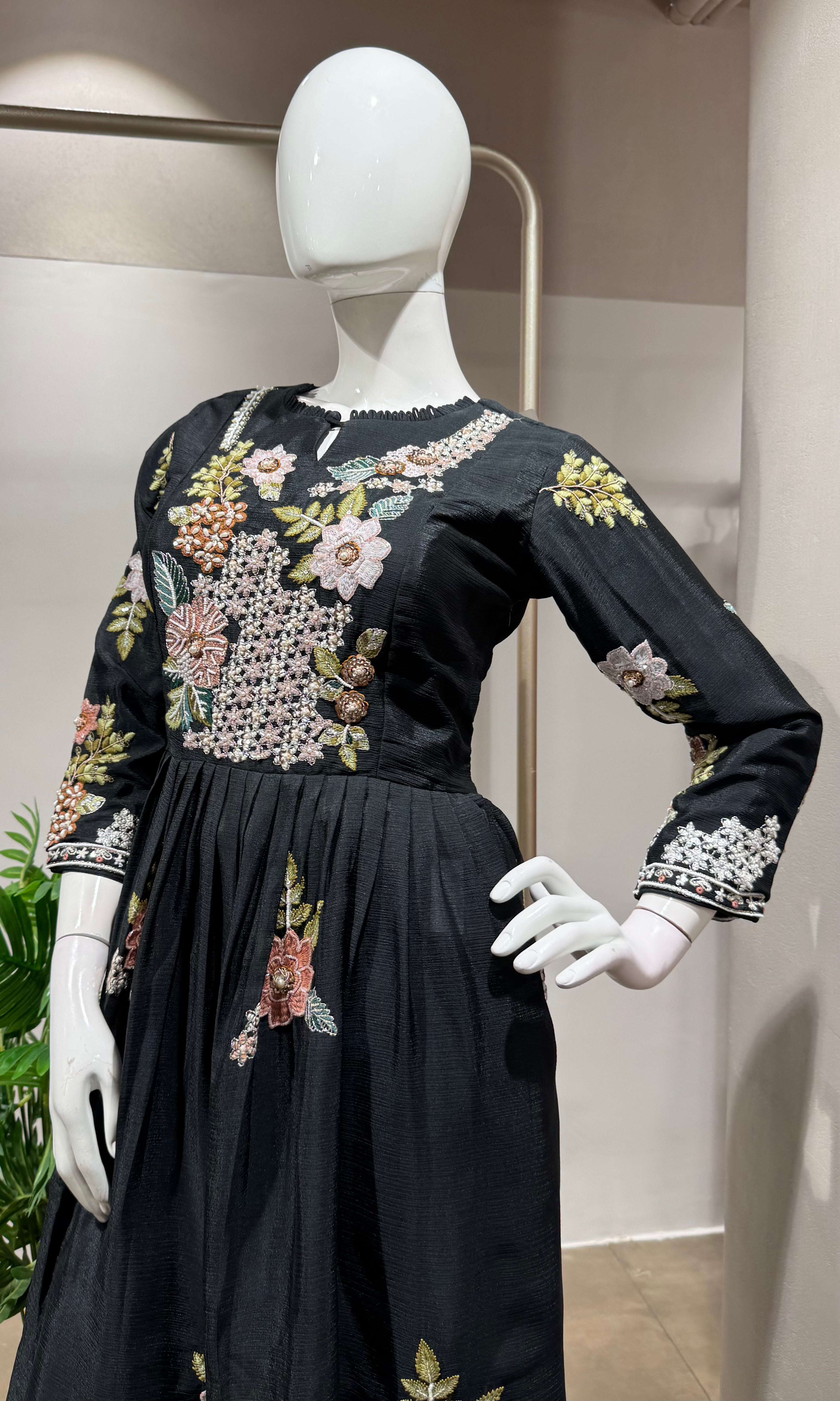 Black Floral Embroidered PALAZZO SET