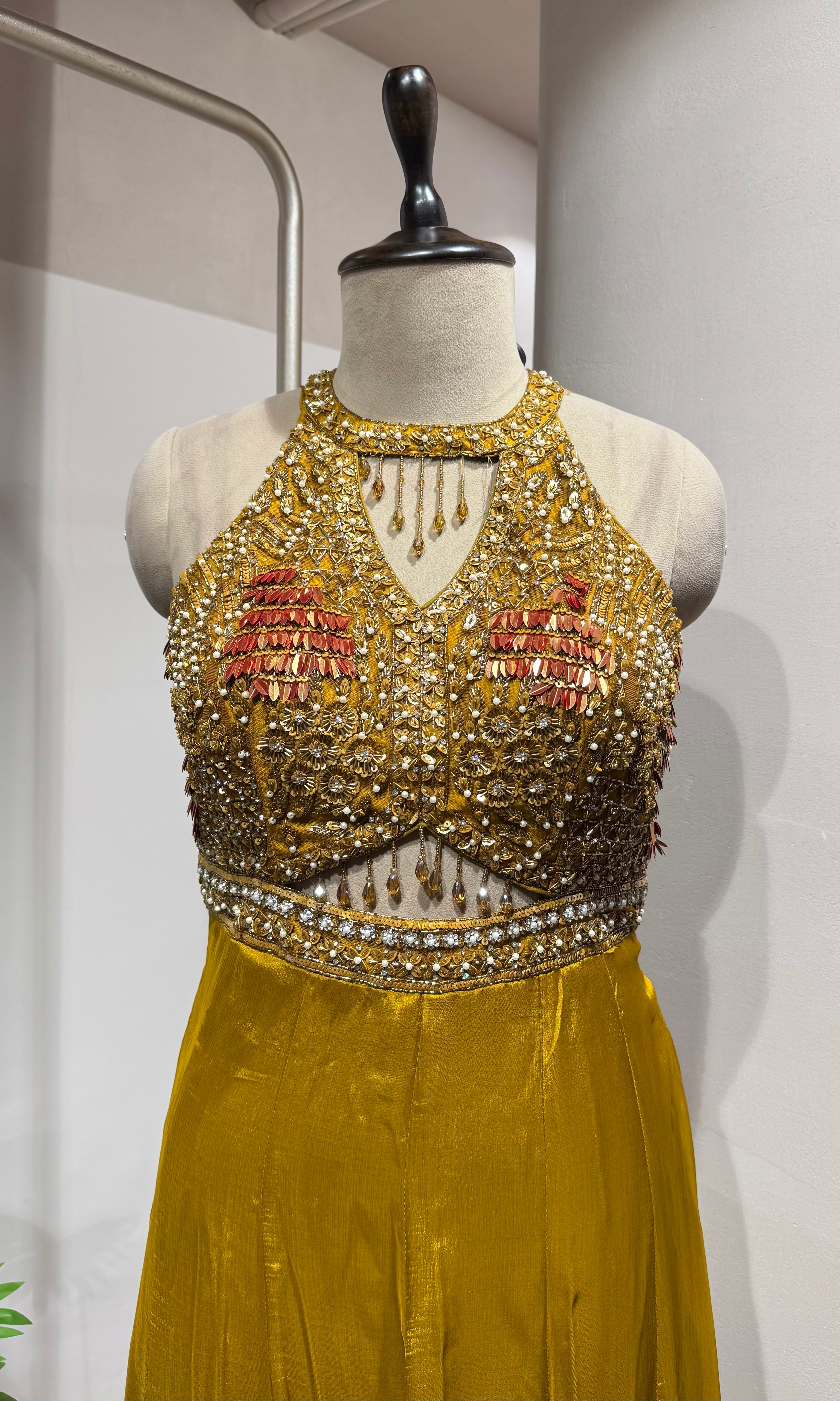 Mustard Party Wear Designer Indo-Western