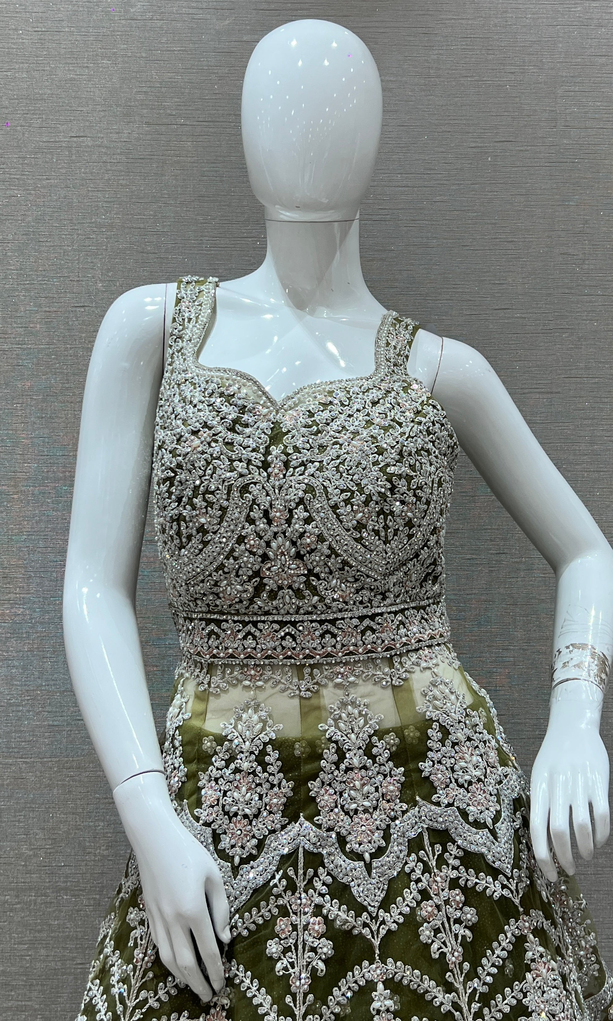 Parrot Green Lehenga with peplum