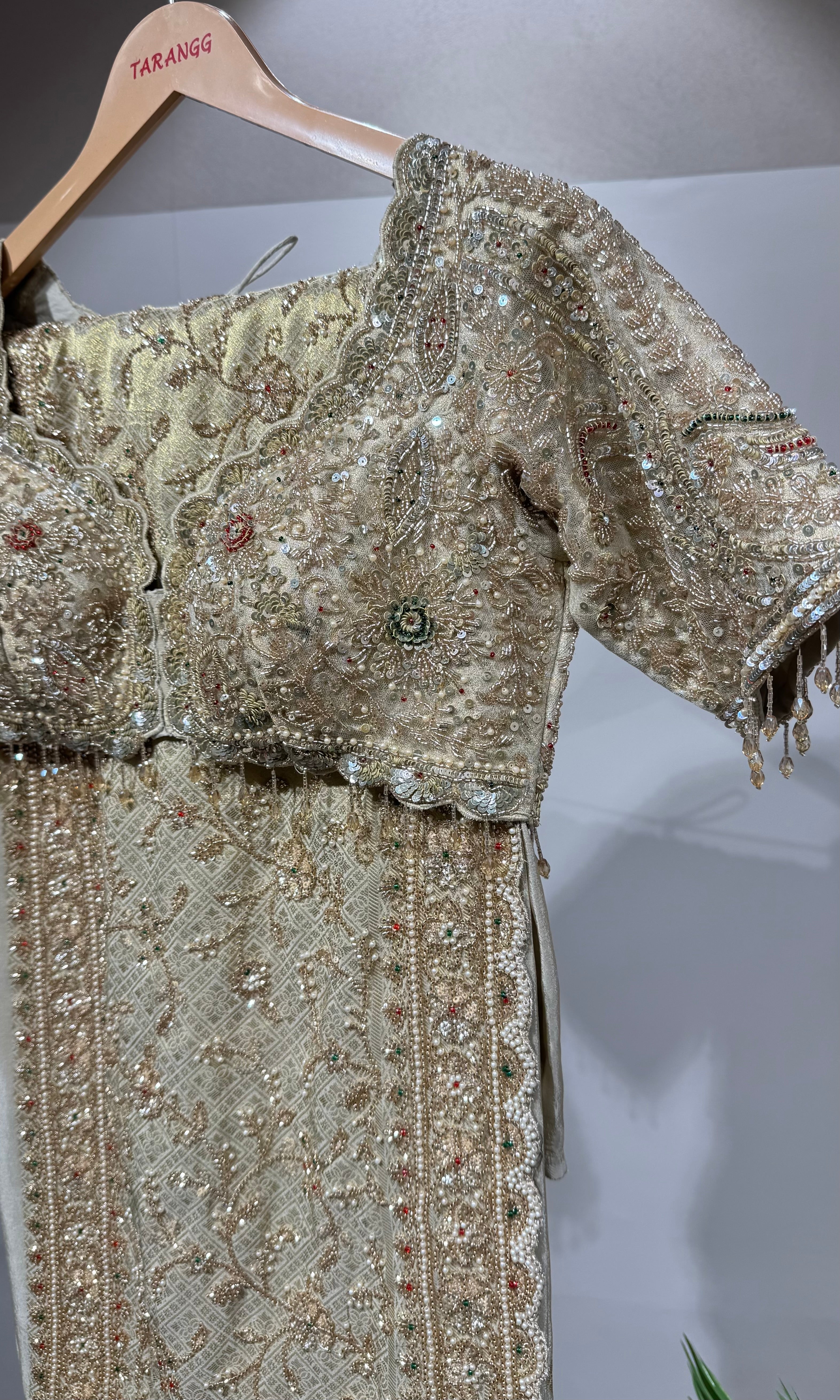 Gold Banarasi Saree with Embroidered Blouse
