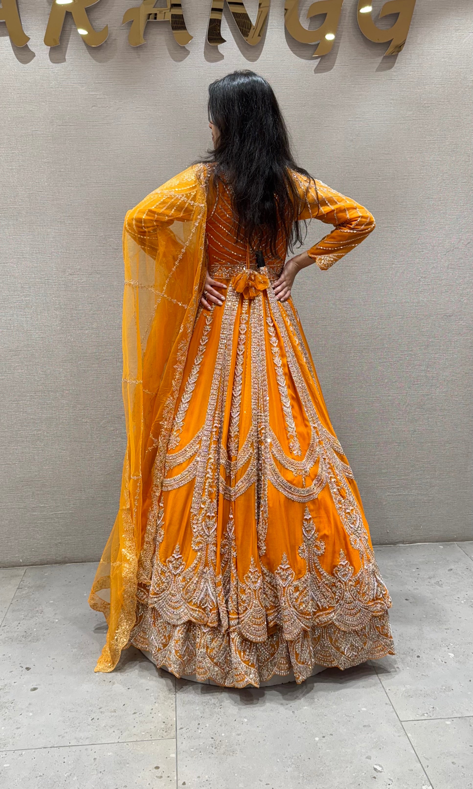 Orange golden embroidered Lehenga