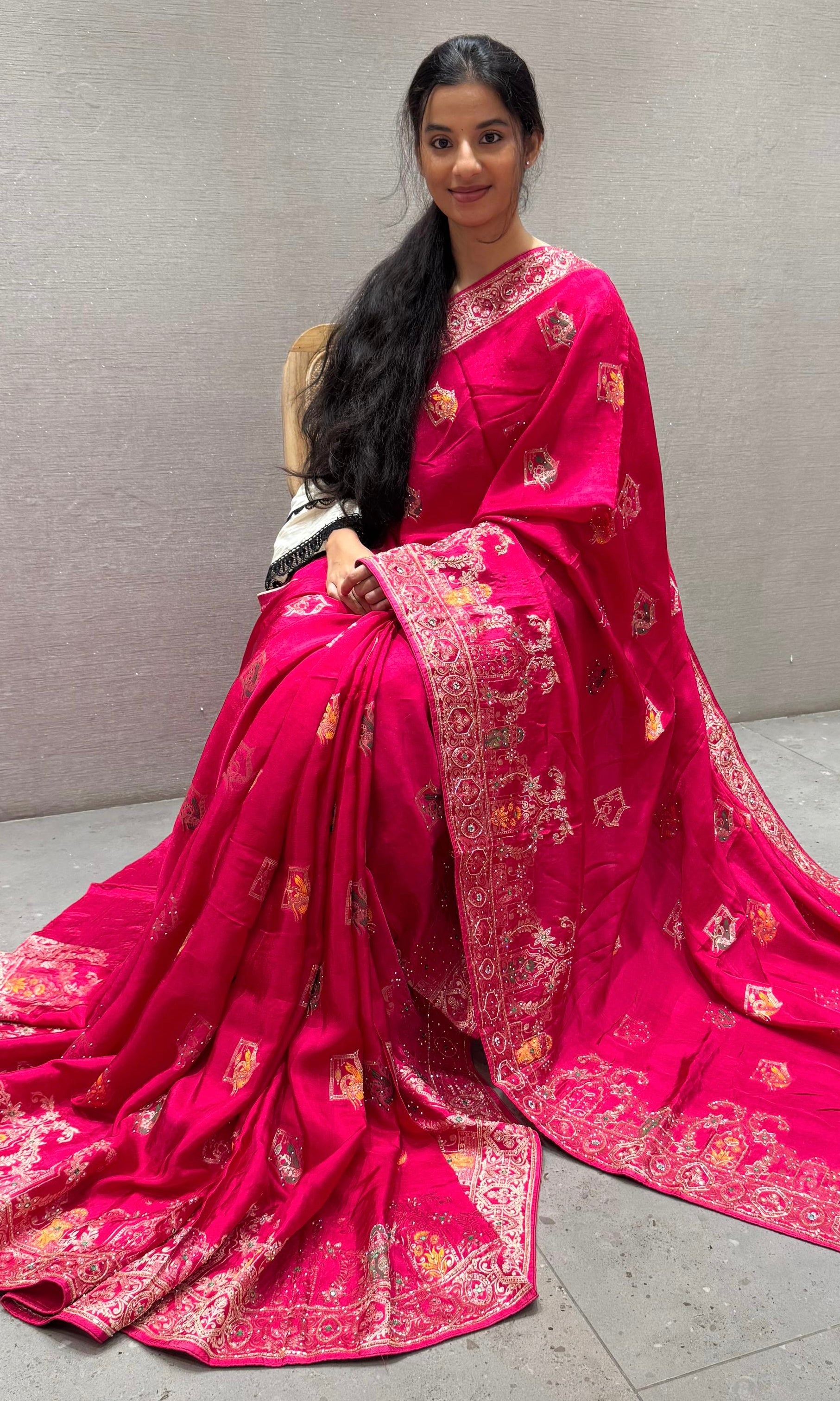 Pink Banarasi saree