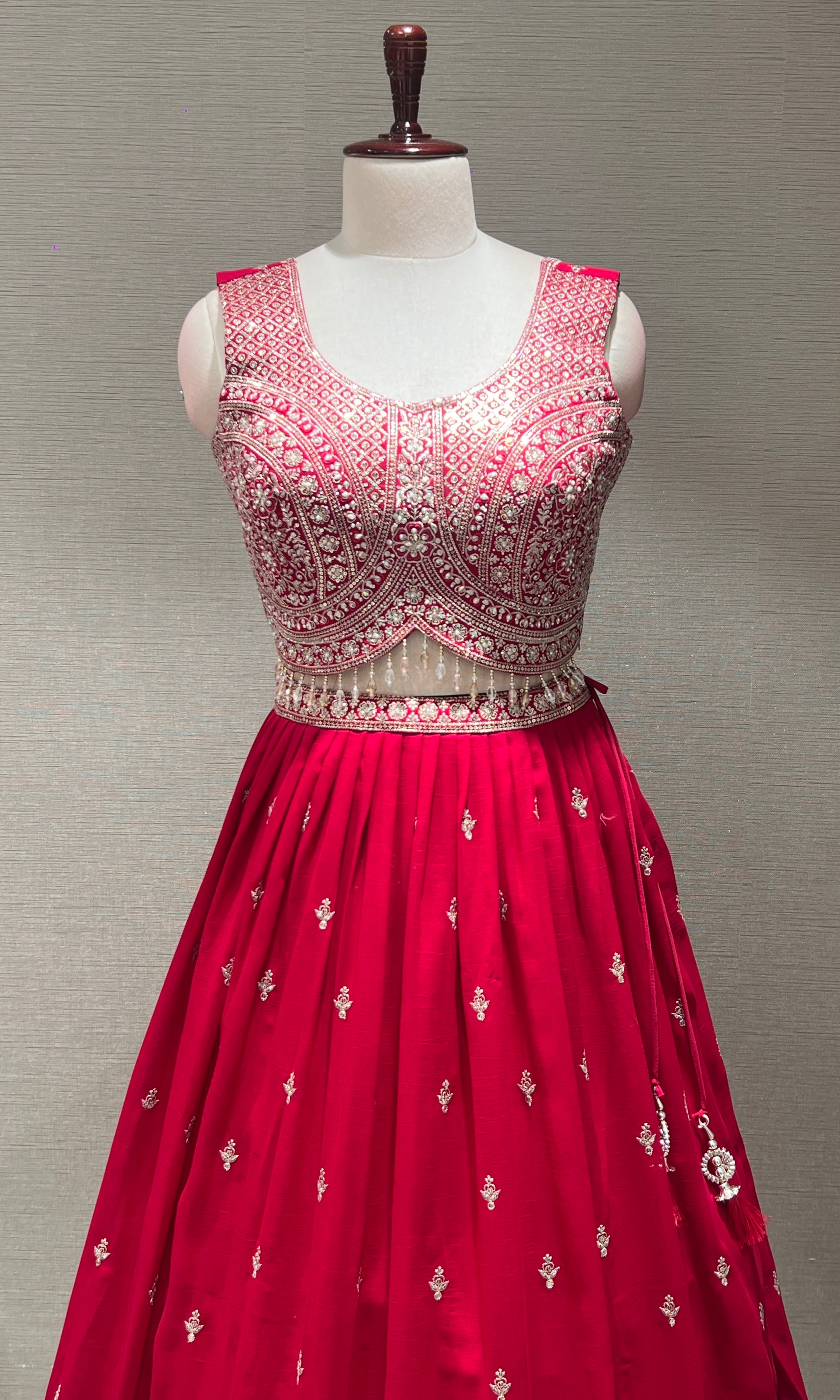 Pink Heavy Mirror Embroidered Lehenga
