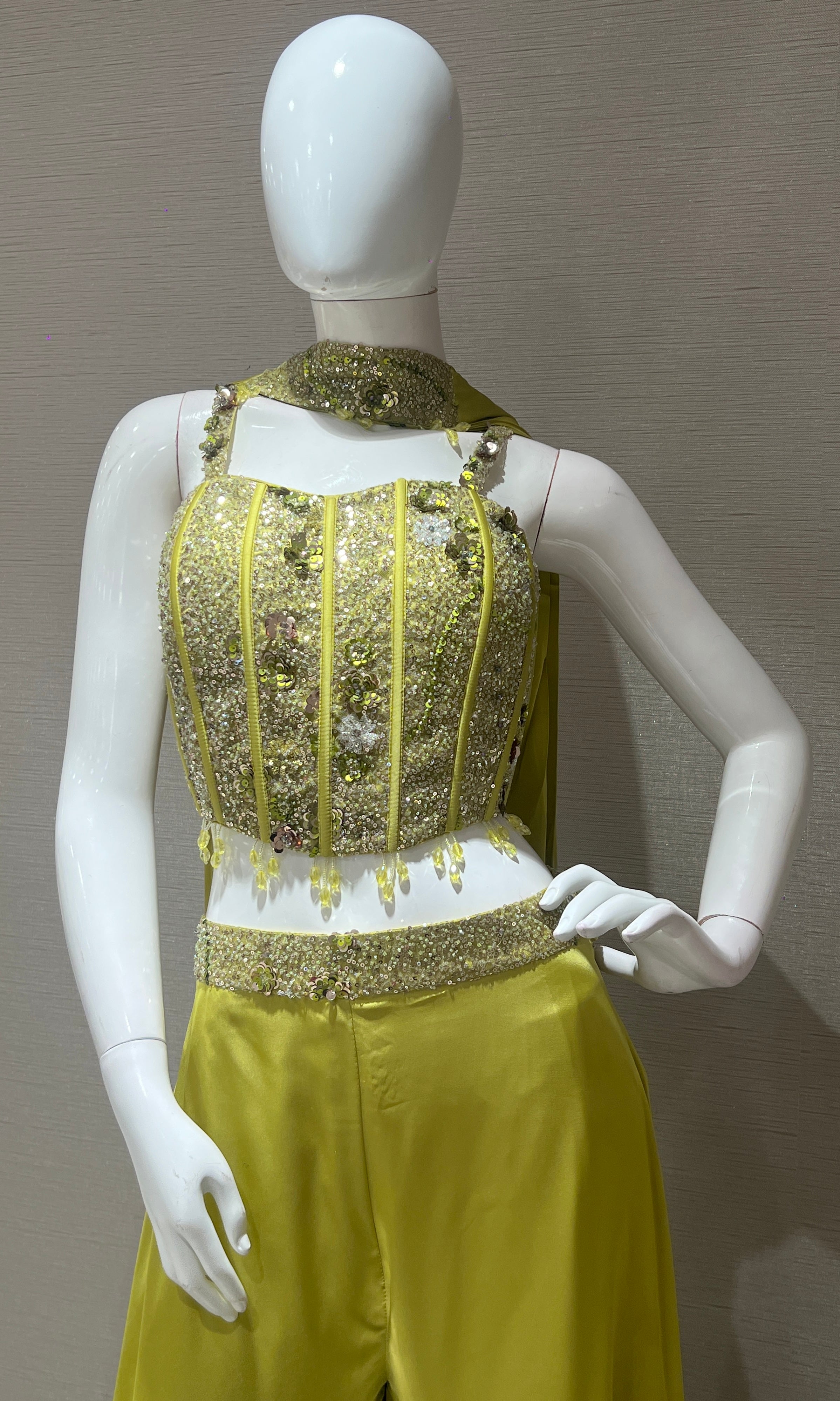 Light Green palazzo with corset blouse