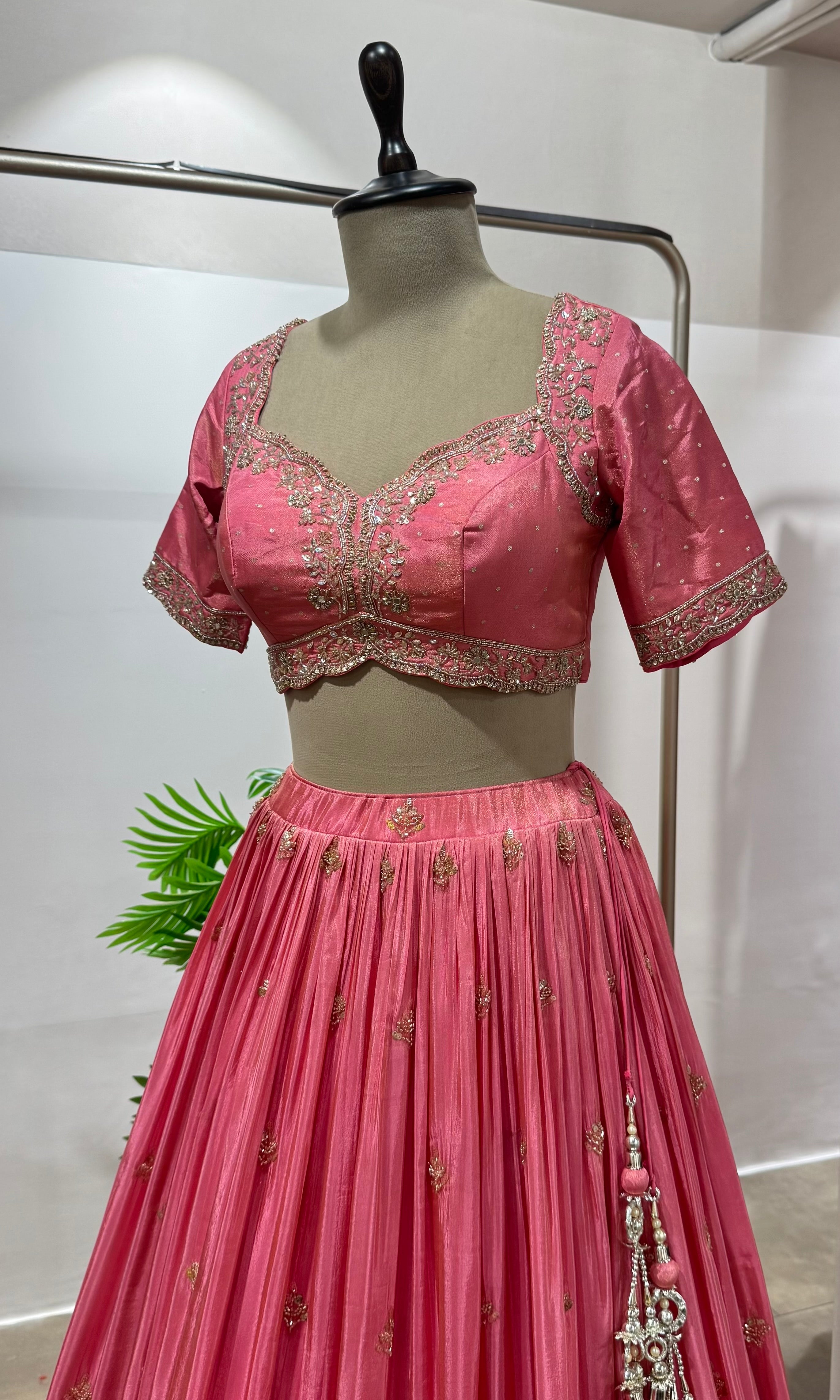 Baby pink GOLDEN EMBROIDERY Lehenga