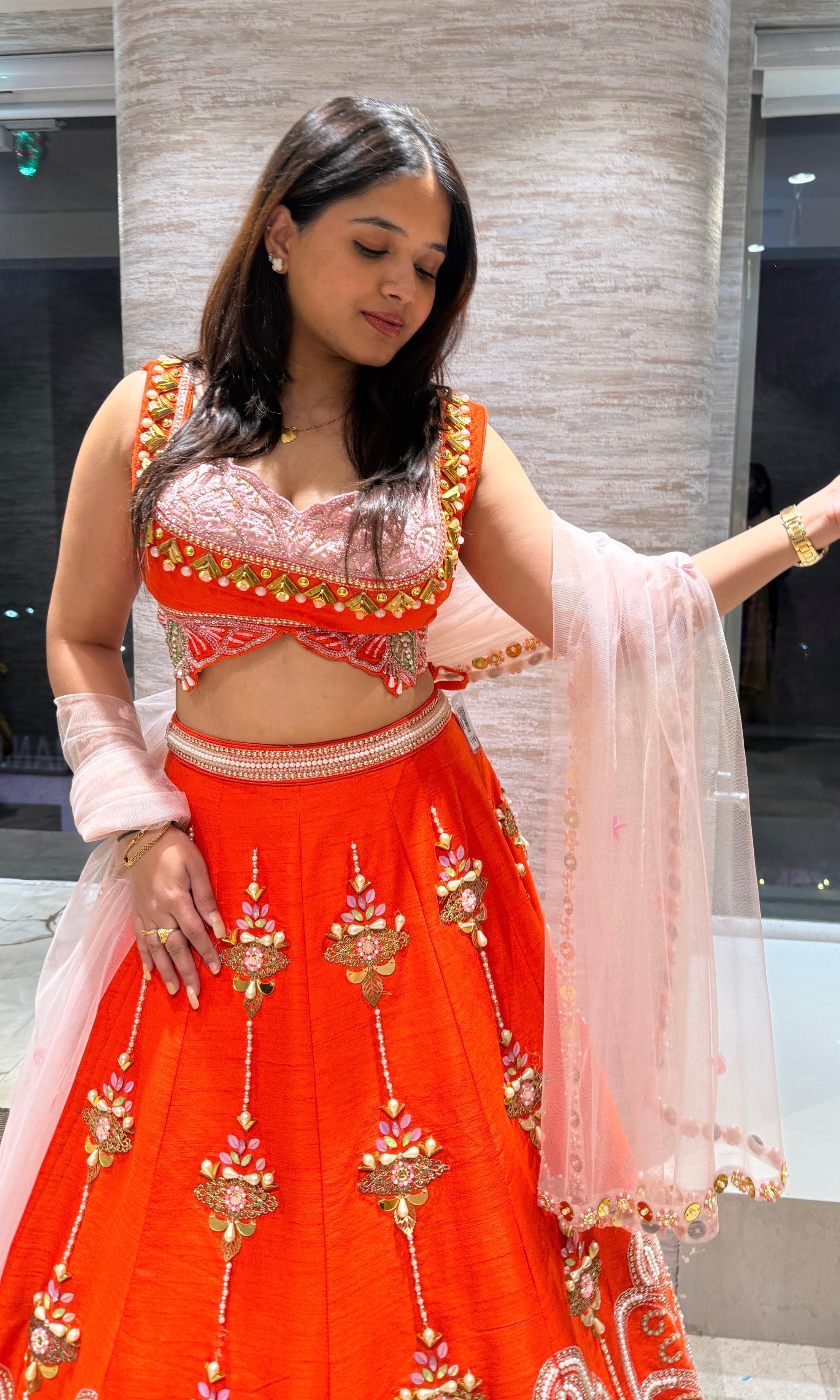 Orange Radiance embroidered lehenga