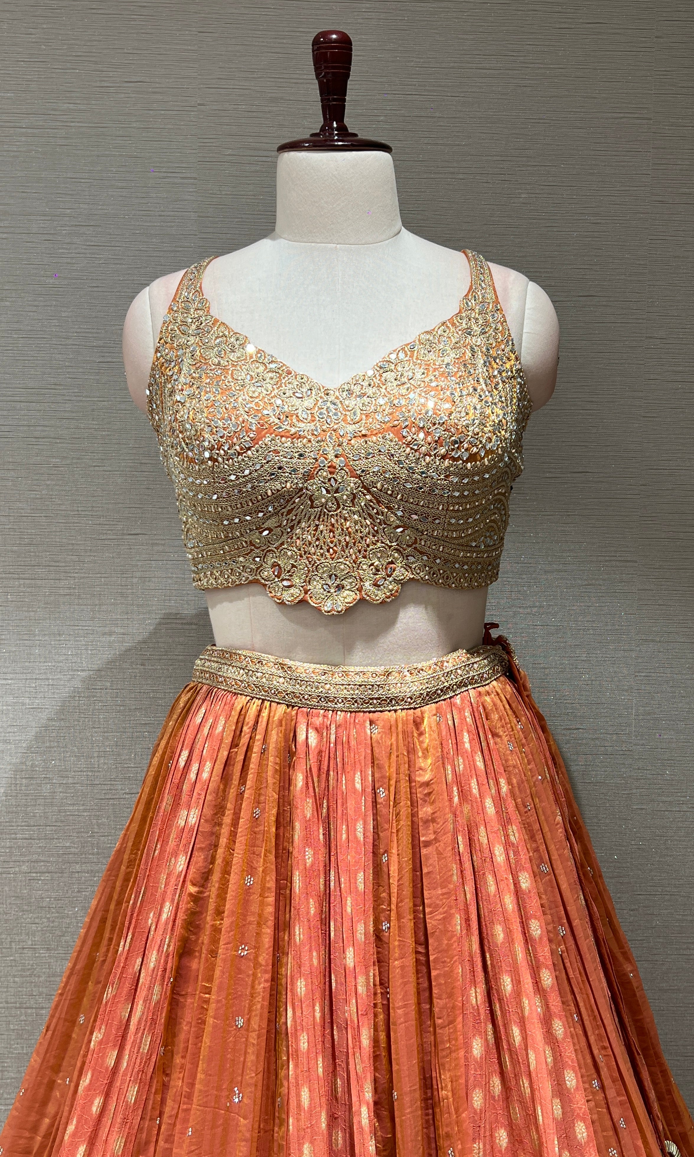RUST GOLDEN EMBROIDERED LEHENGA