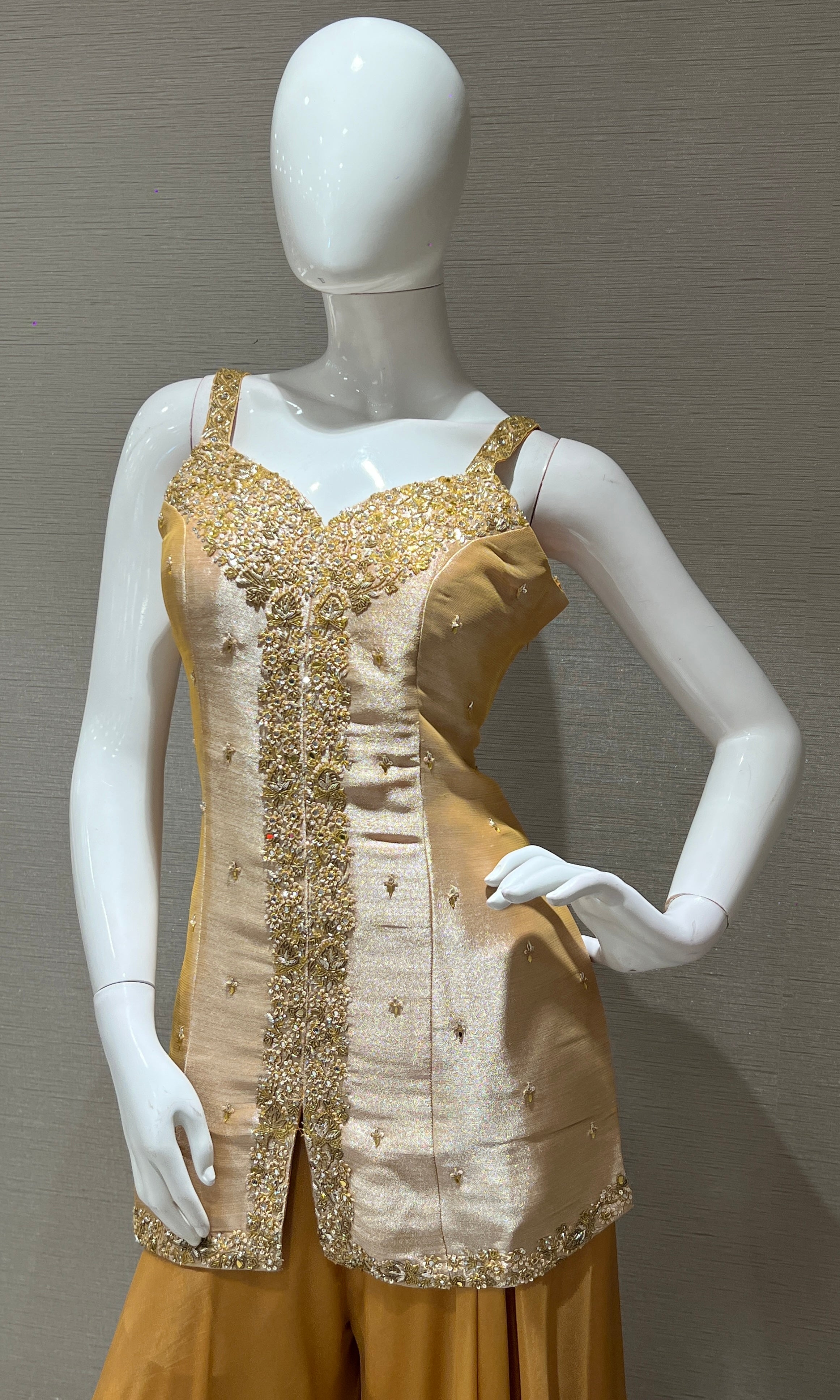 Mustard Yellow Embroidered Sharara