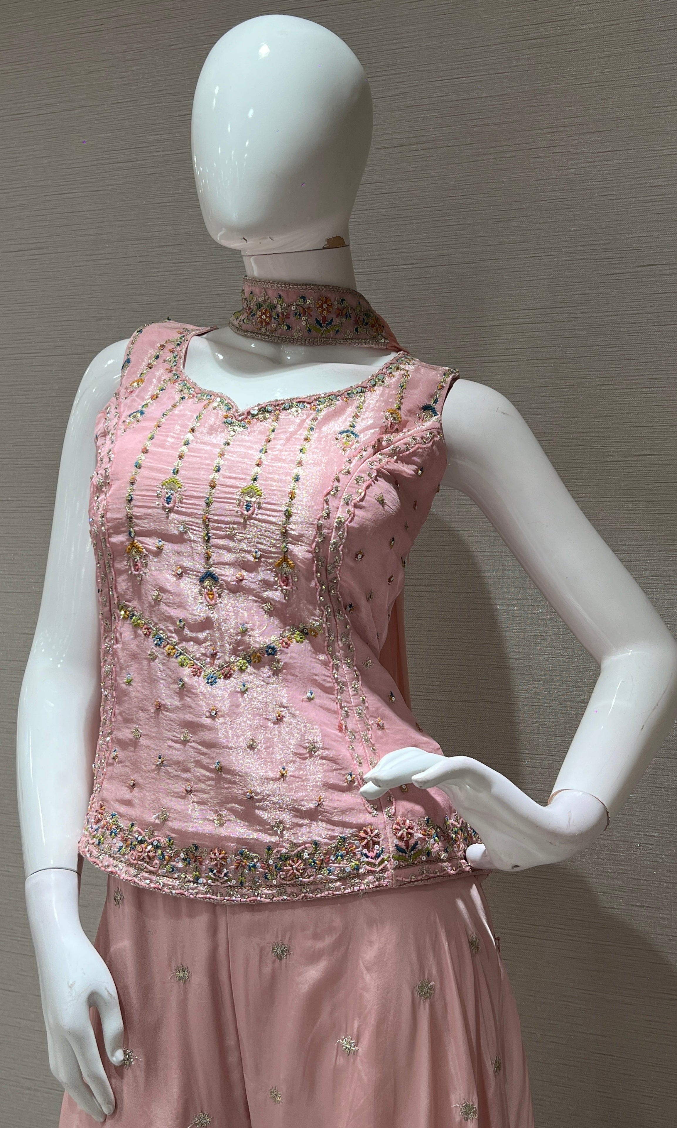 Pink EMBROIDERED SHARARA SET