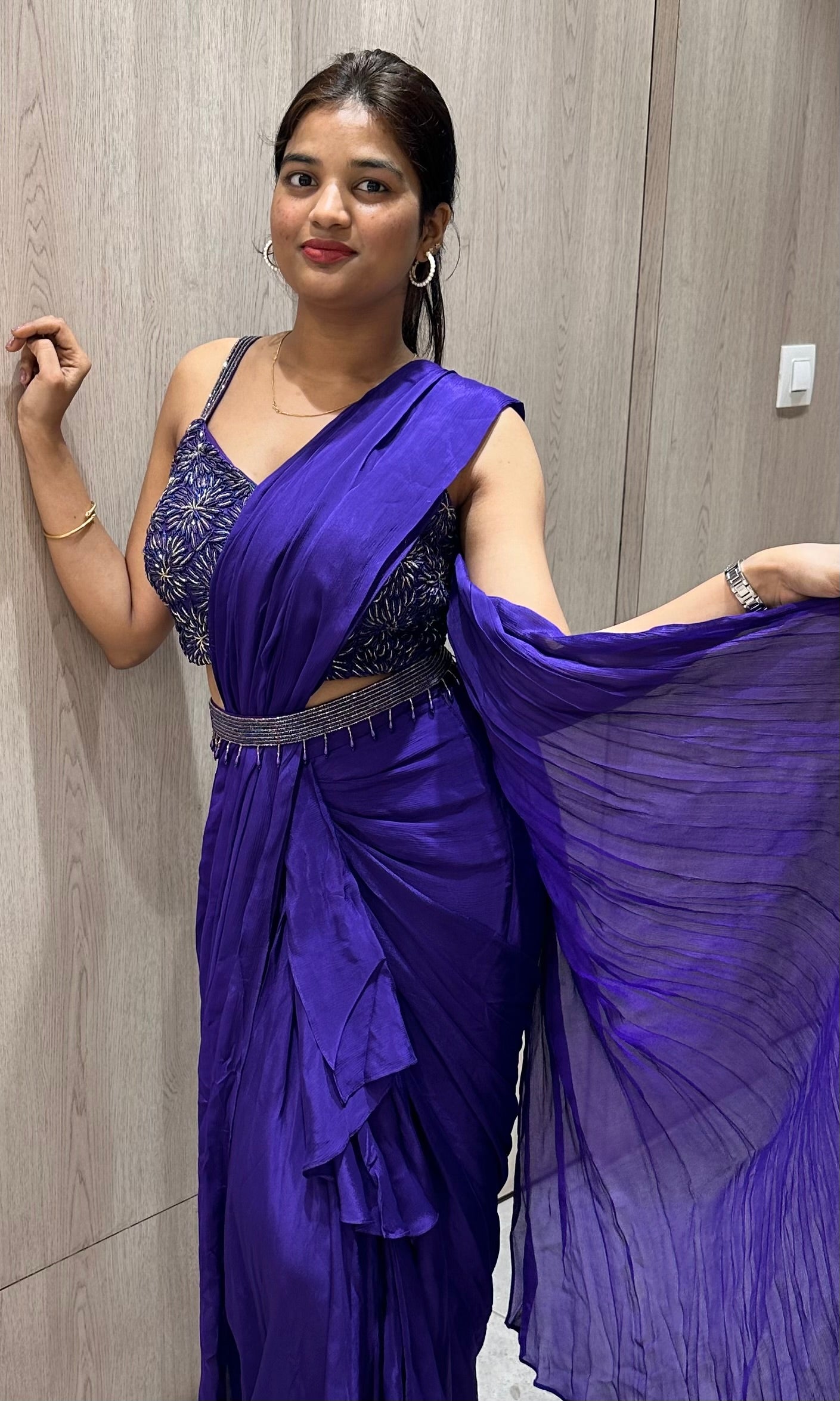 🫐Blue one minute saree🫐