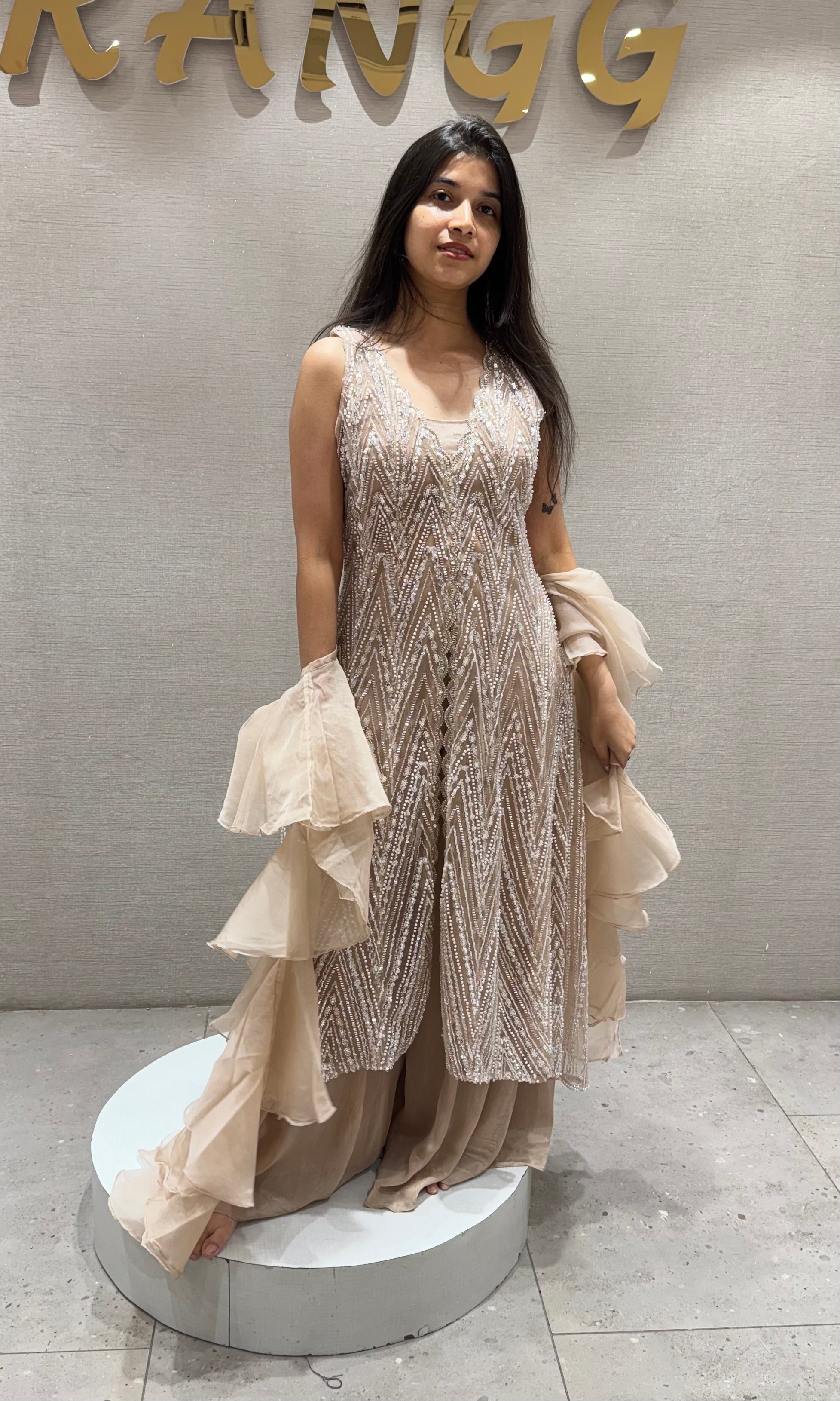 Chicko Pale Taupe Peplum PALAZZO SET