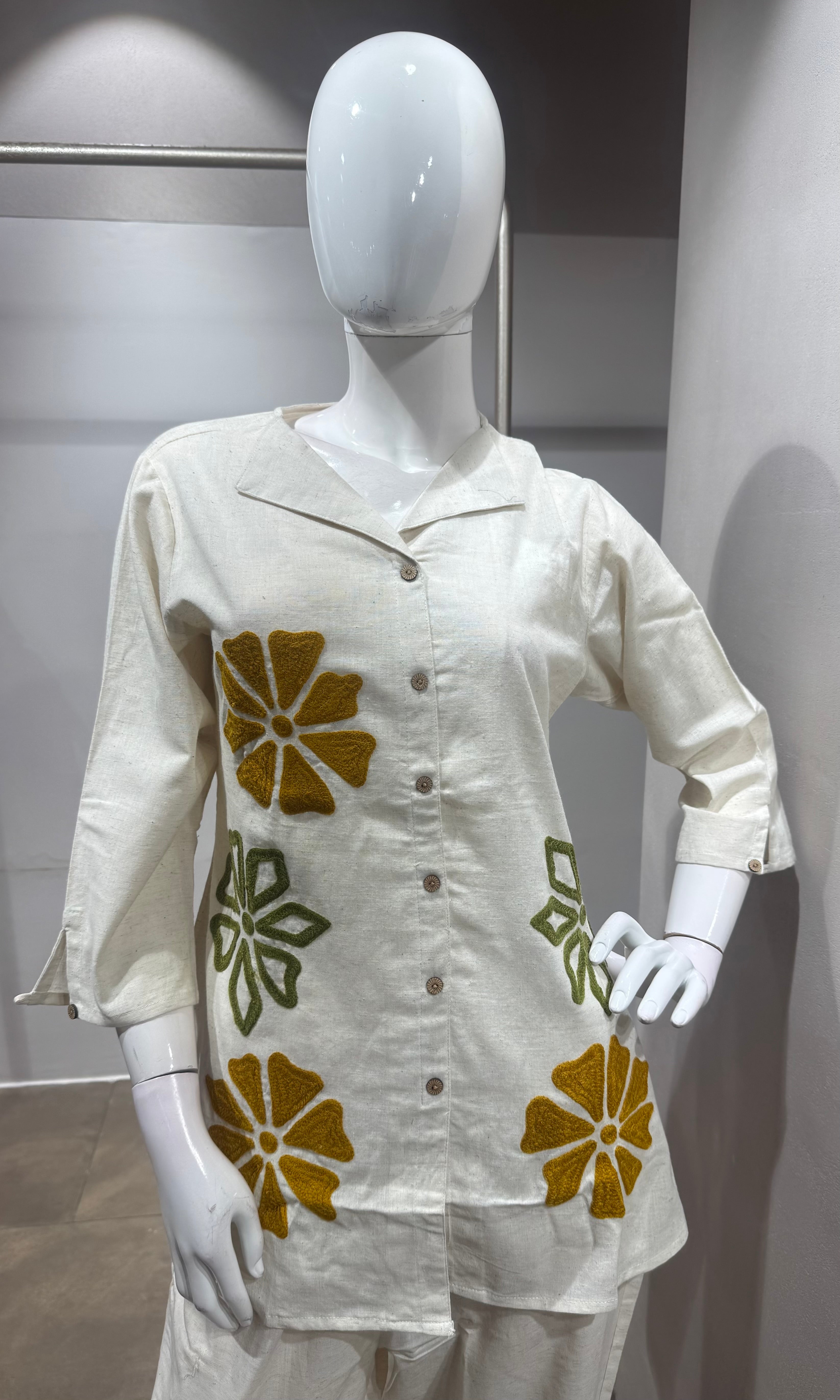 Cream and Mustard Floral Co-Ord Set