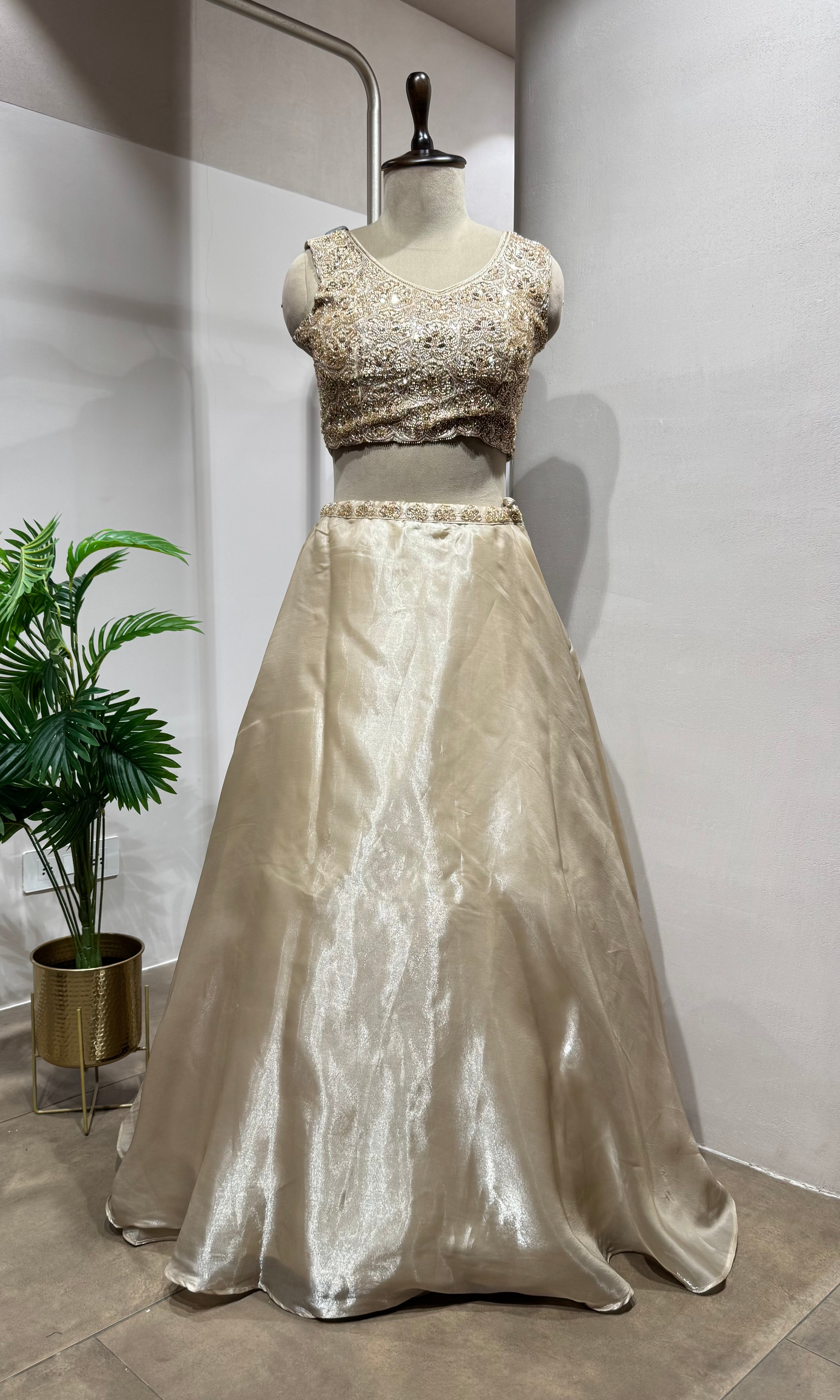Bech Tissue Embroidered Jacket Lehenga Set
