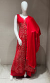 Red front slit Anarkali with palazzo pants