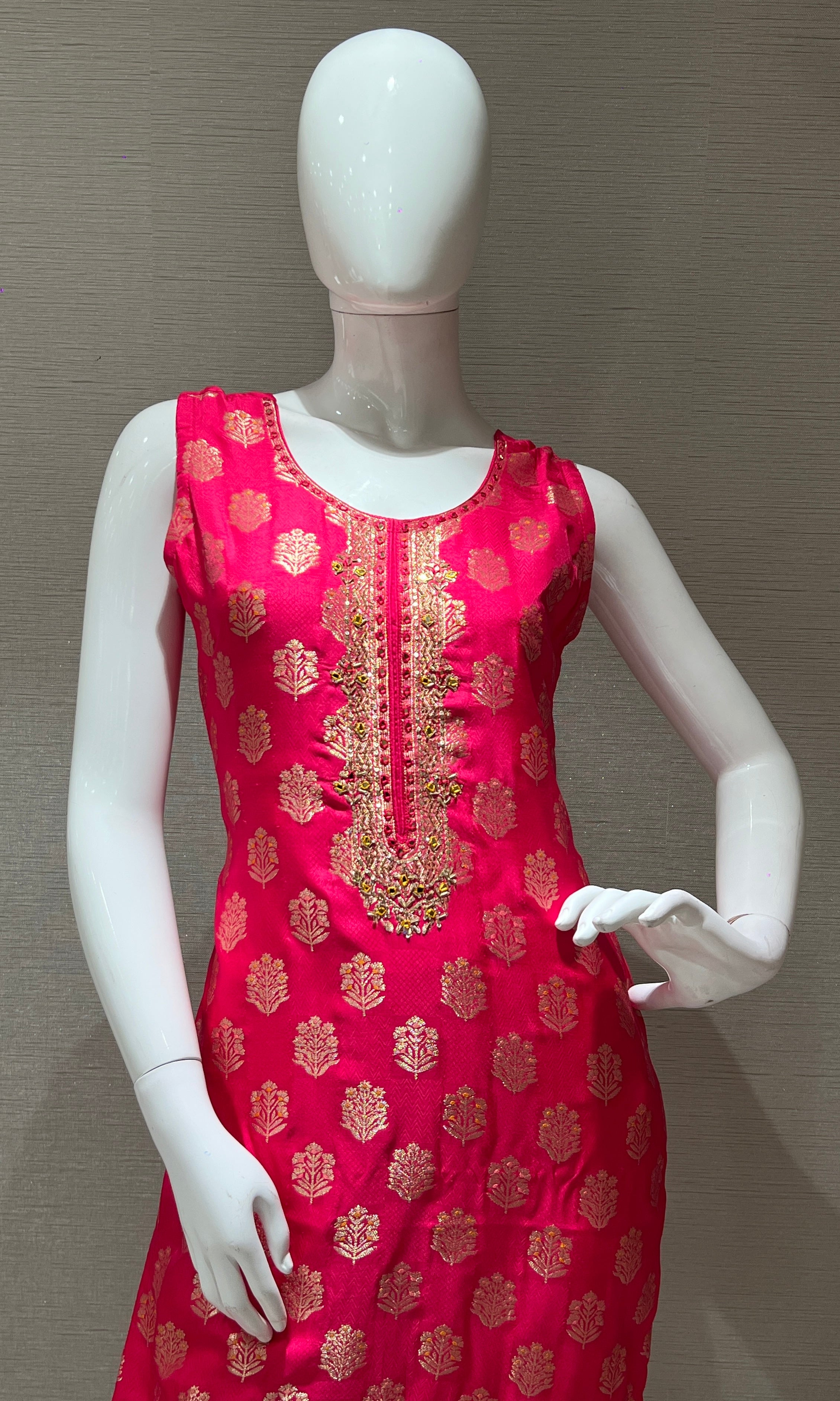 Pink Banarasi Kurta Set with Dupatta