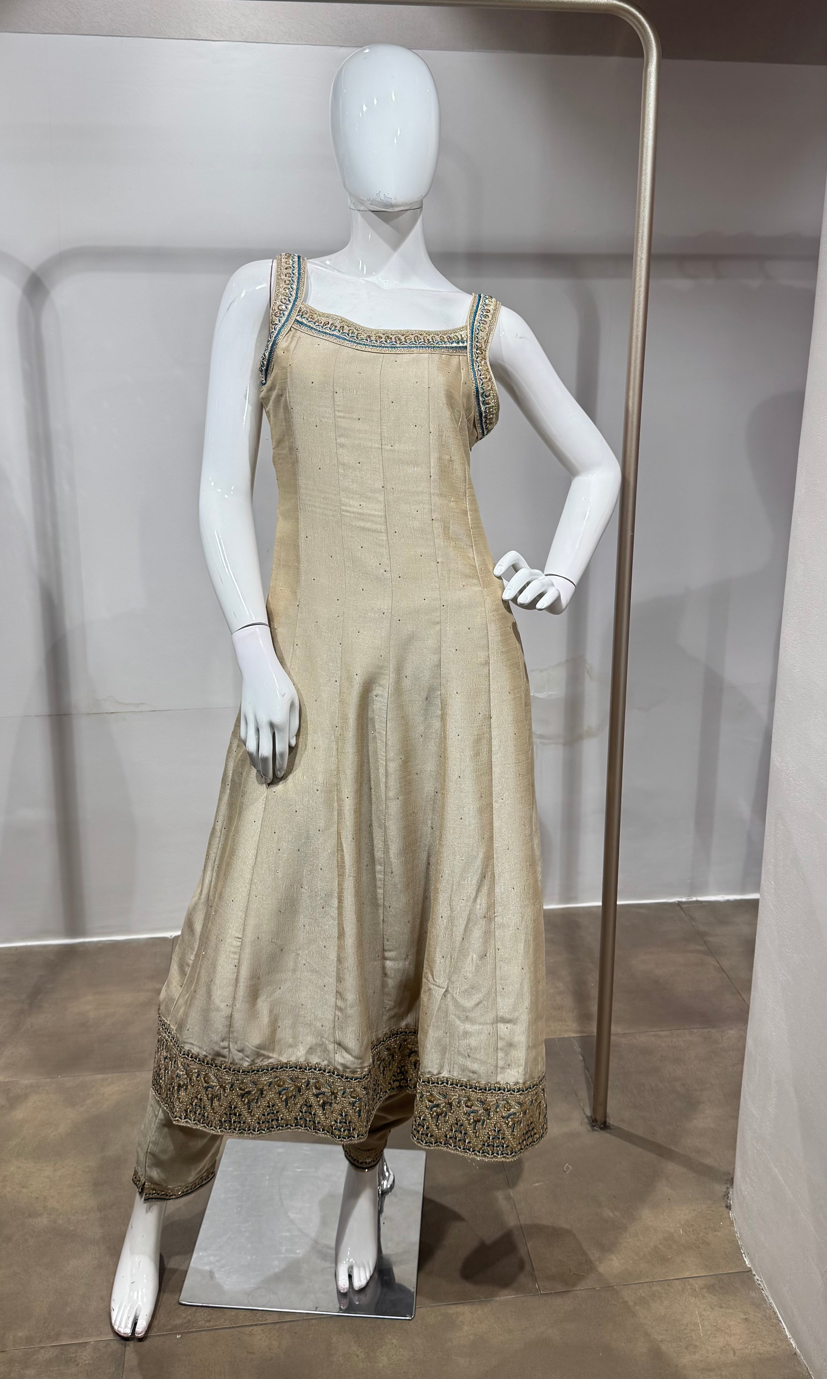 Rama Sequence Anarkali Suit with dupatta