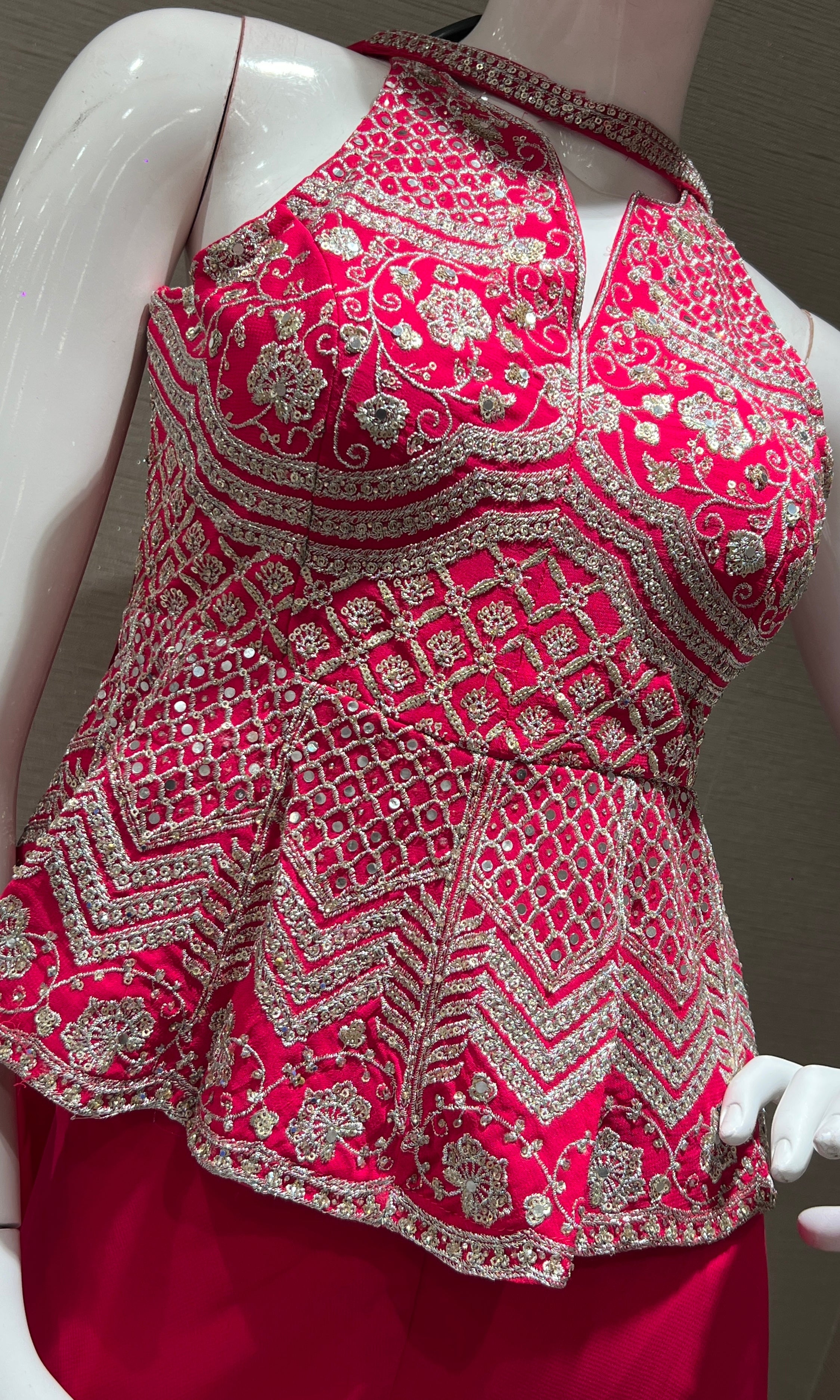 Pink EMBROIDERED PEPLUM Palazzo set