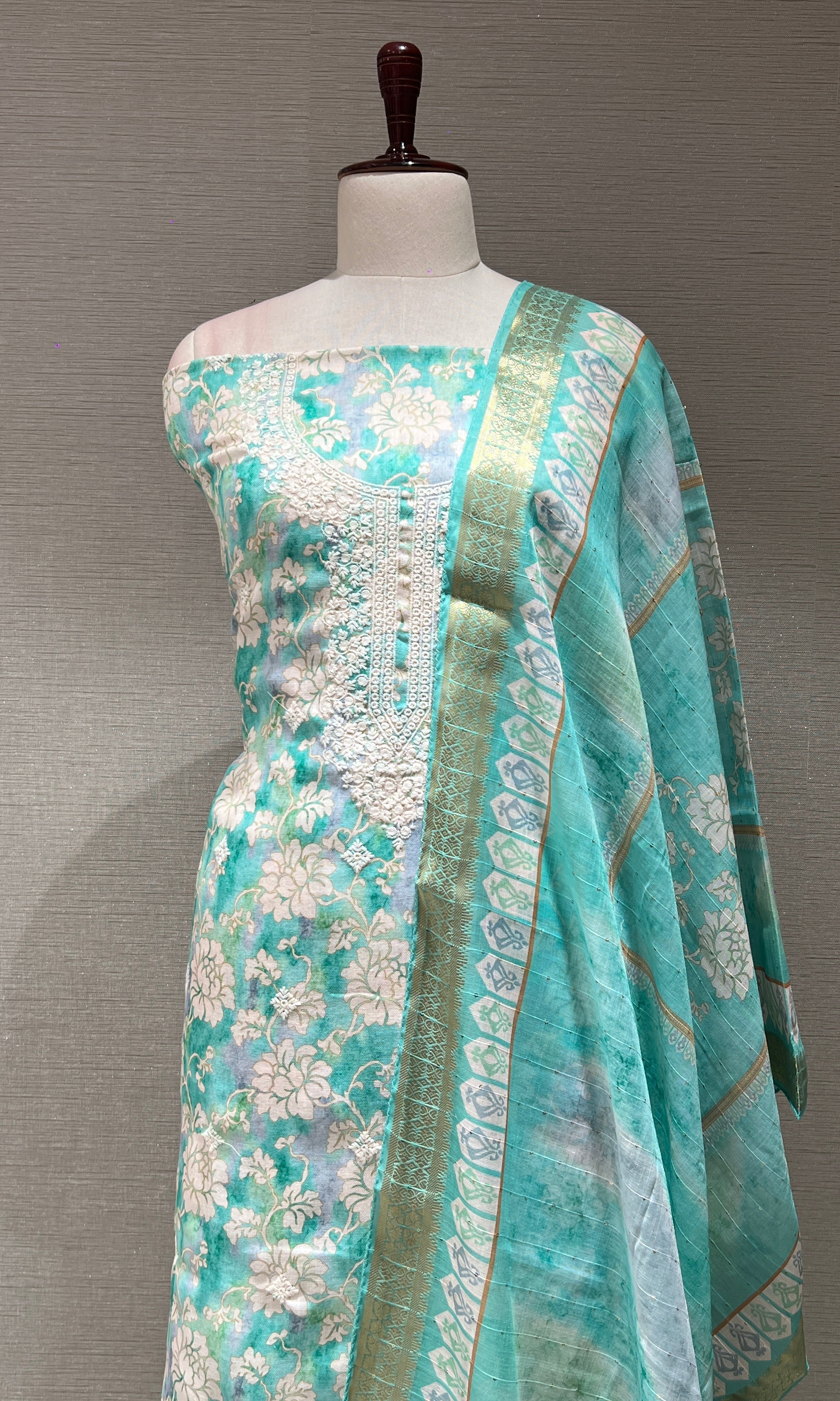 Sea Blue dress material