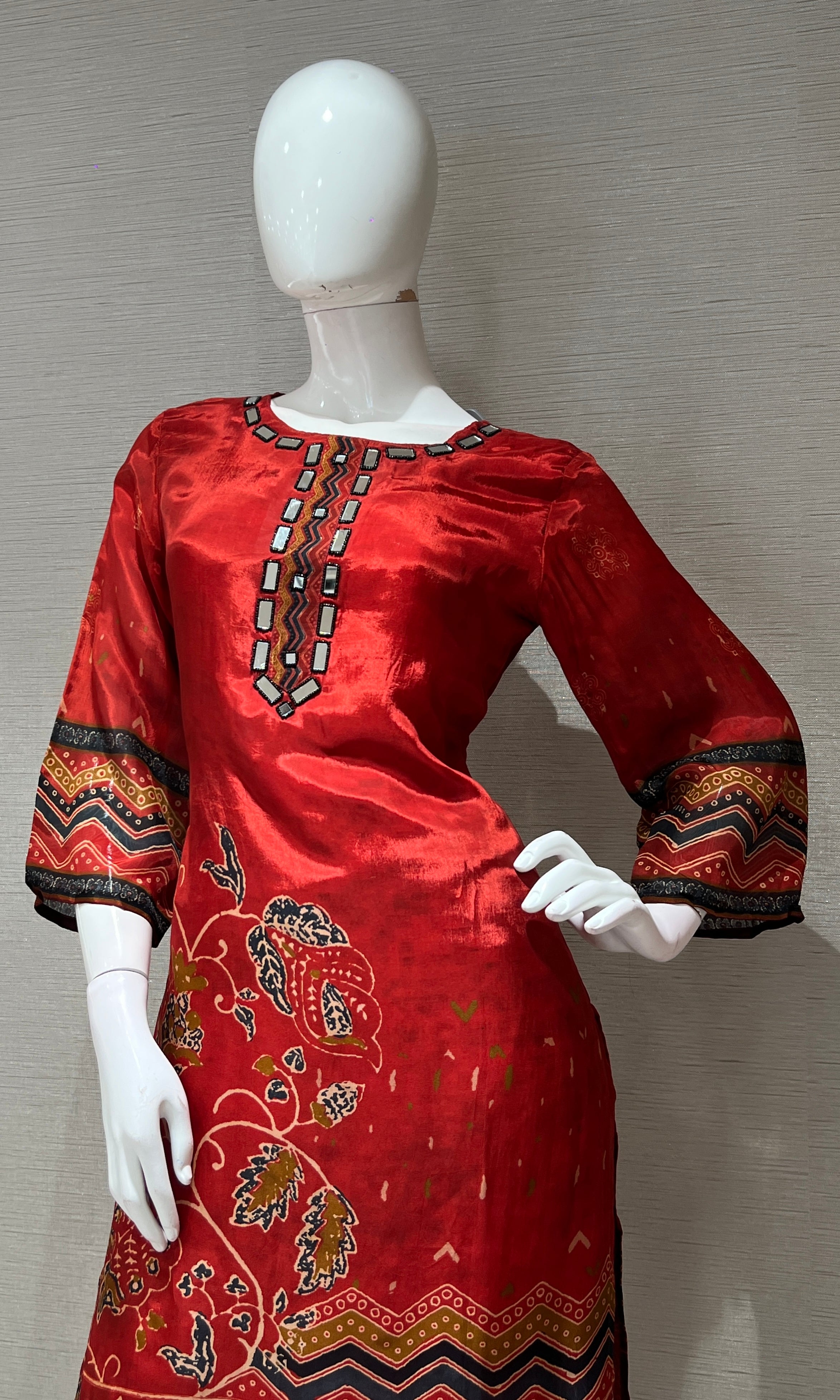 Maroon embroidered ethnic KURTA SET