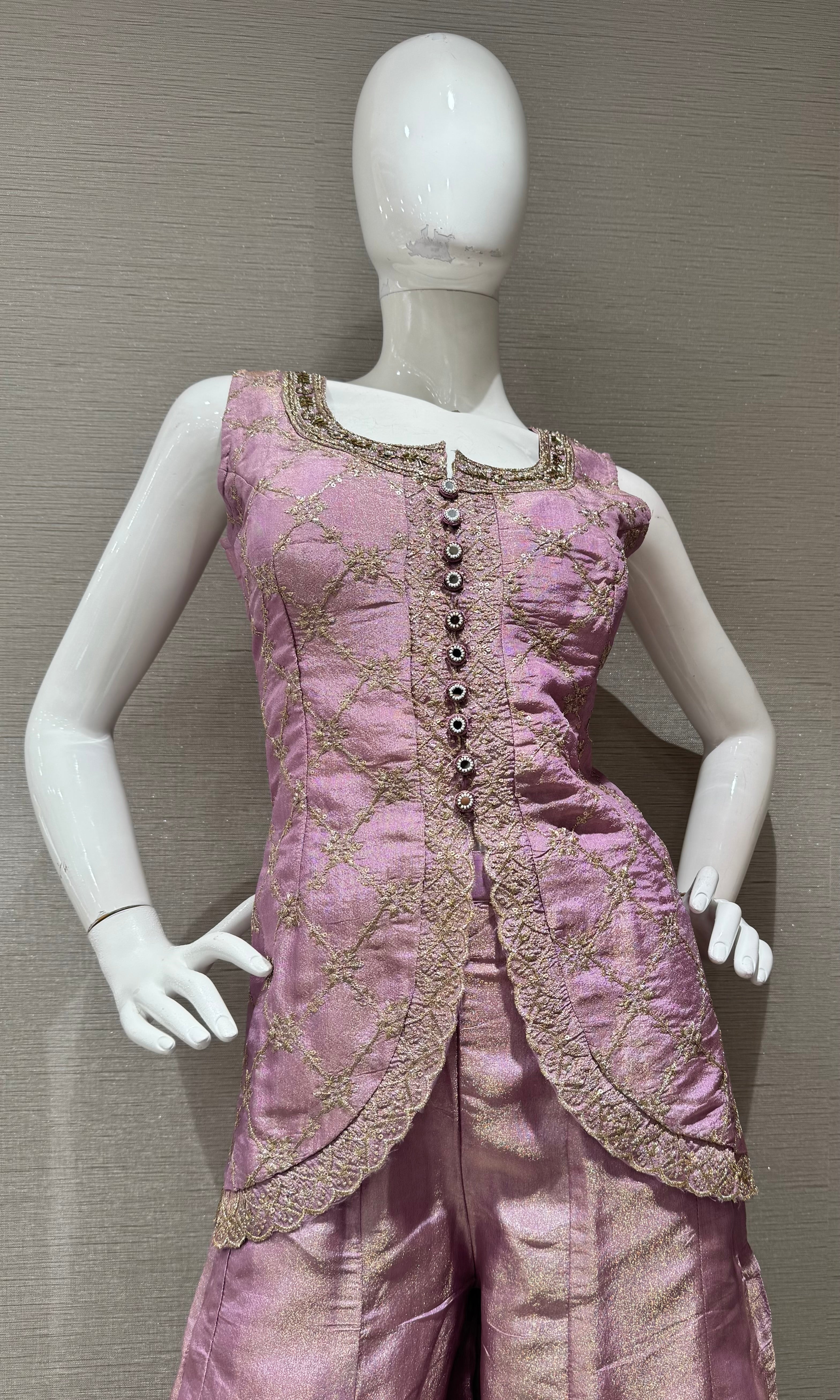 Lavender Pink Embroidered Sharara set with Dupatta