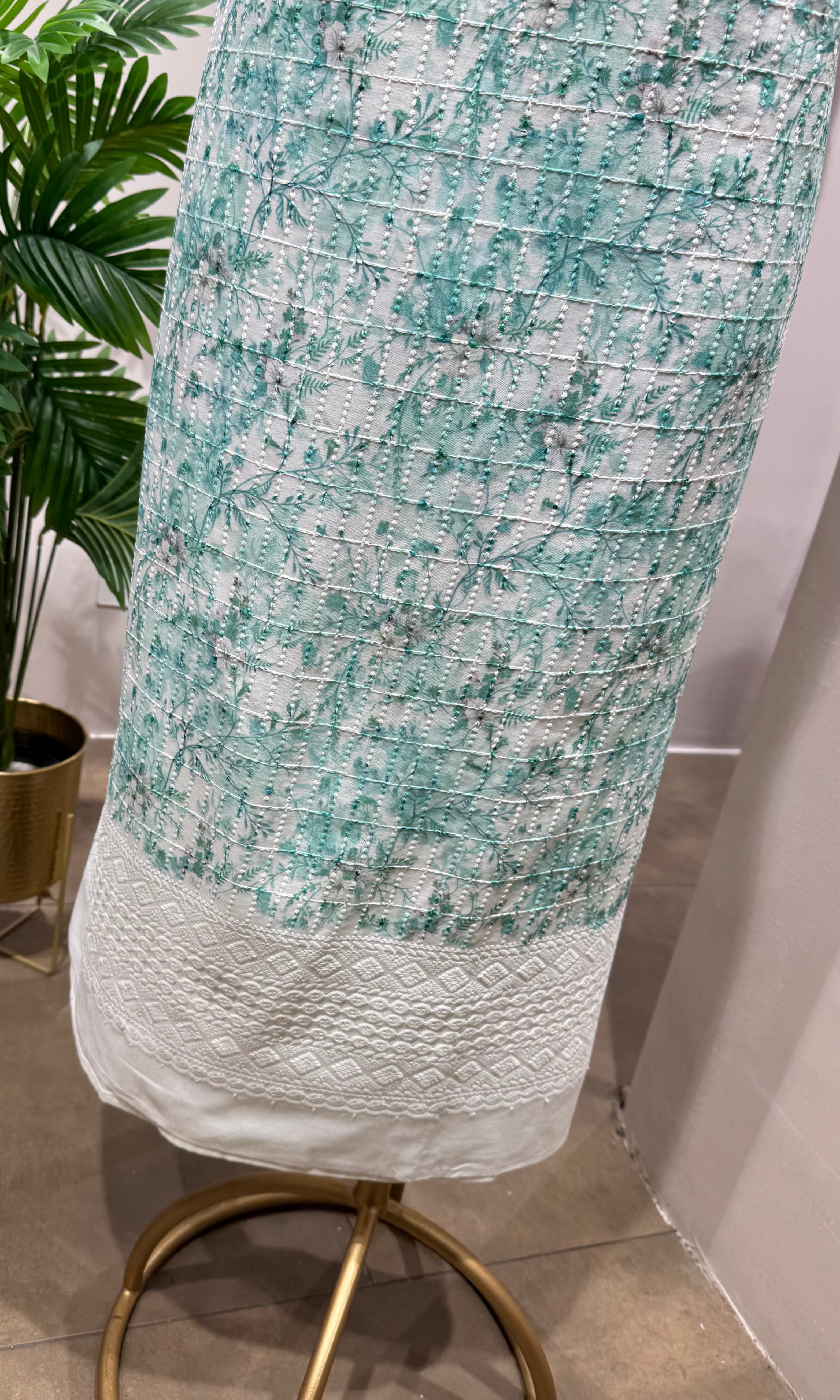 SKY BLUE embroidered DRESS material