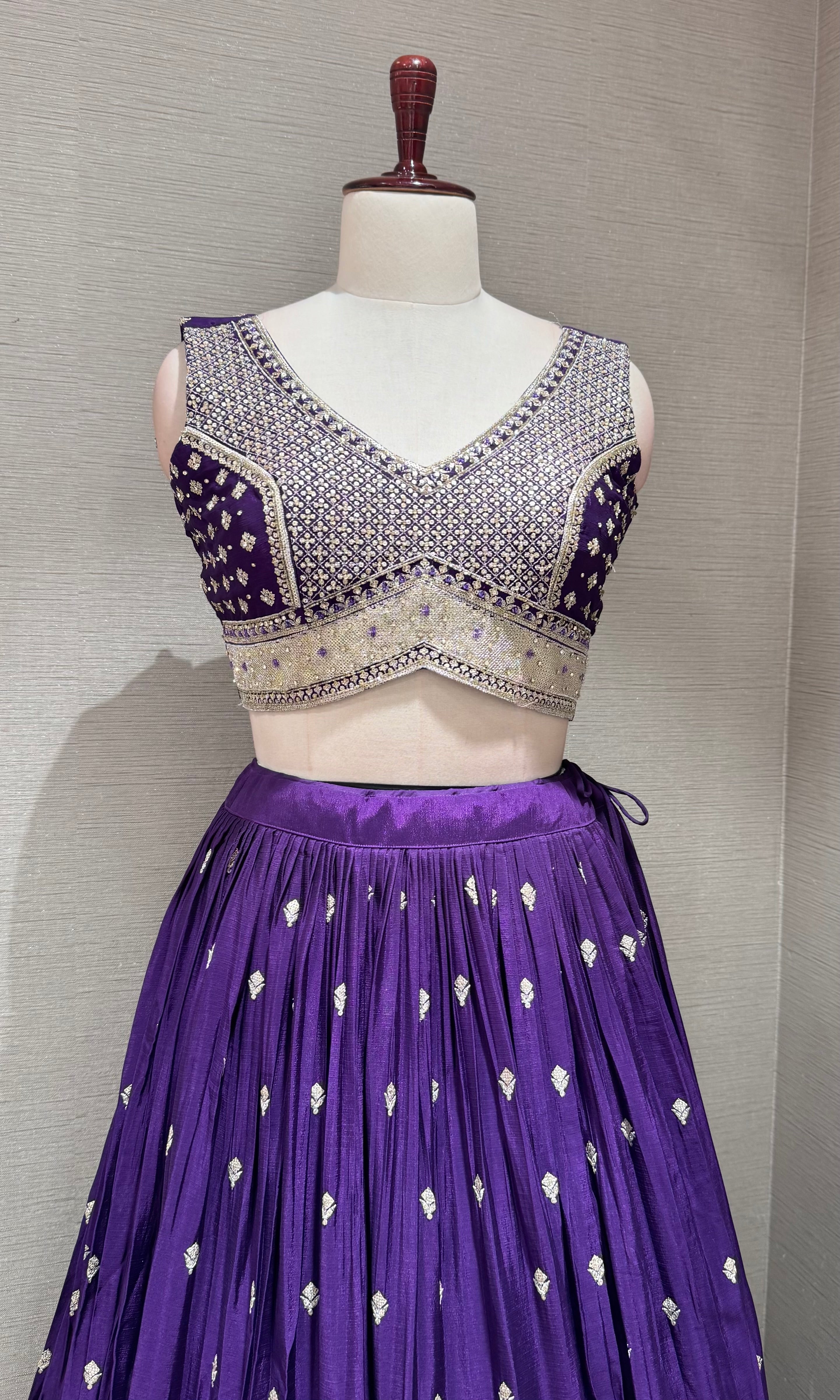 Purple Silver Embellished Lehenga