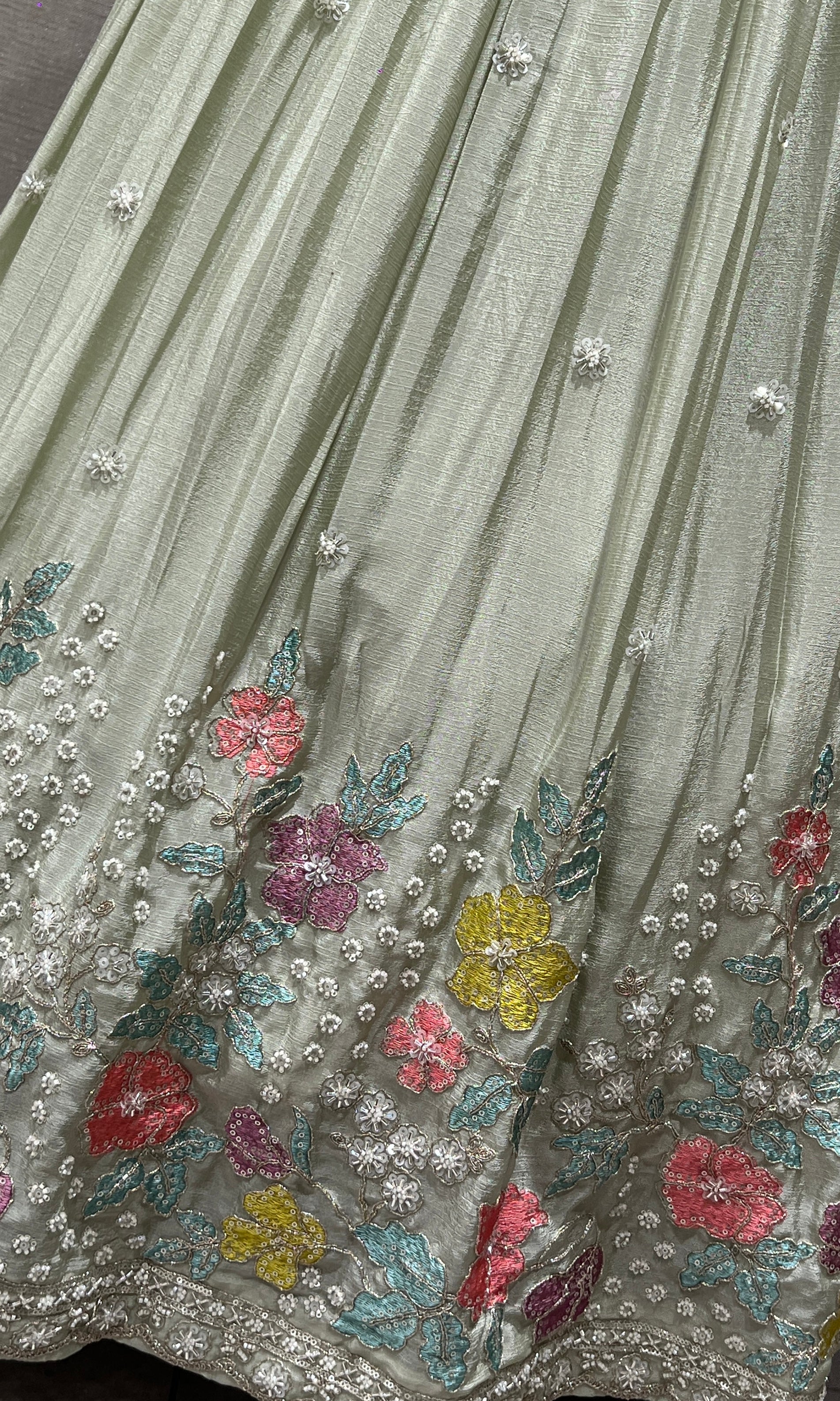 Pista green FLORAL EMBROIDERED Lehenga
