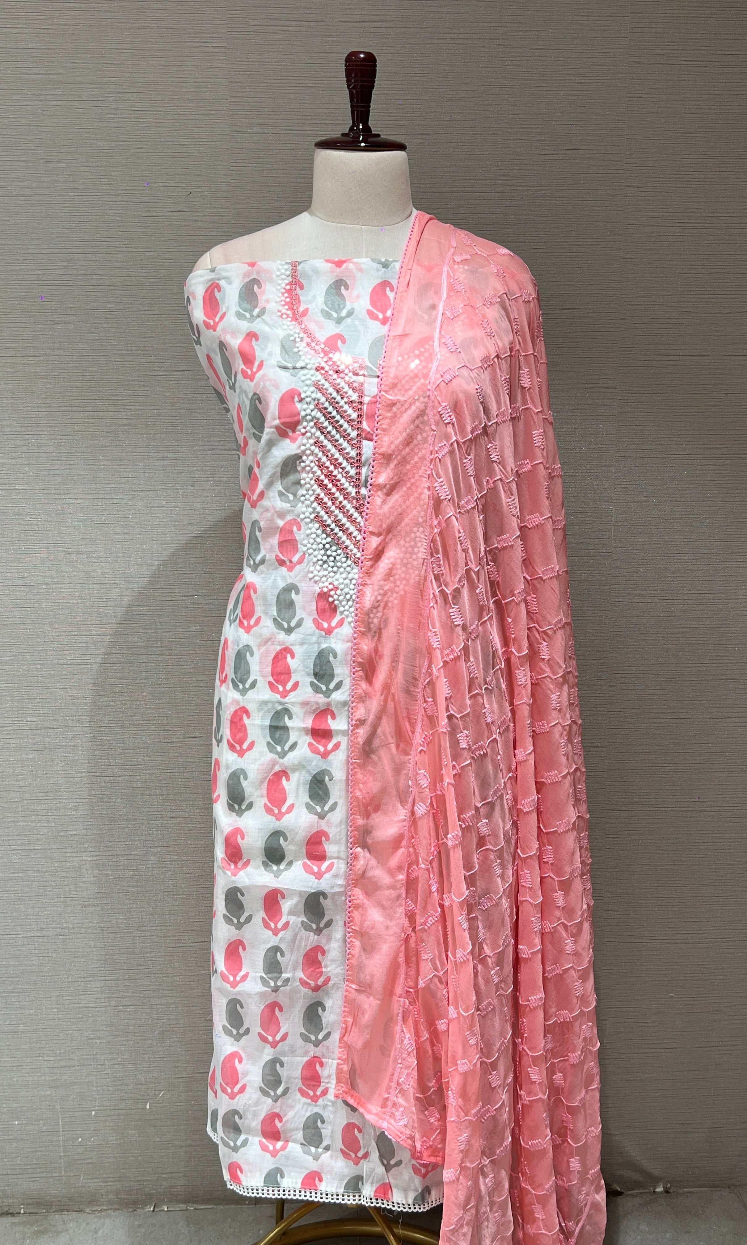 Baby pink Dress material