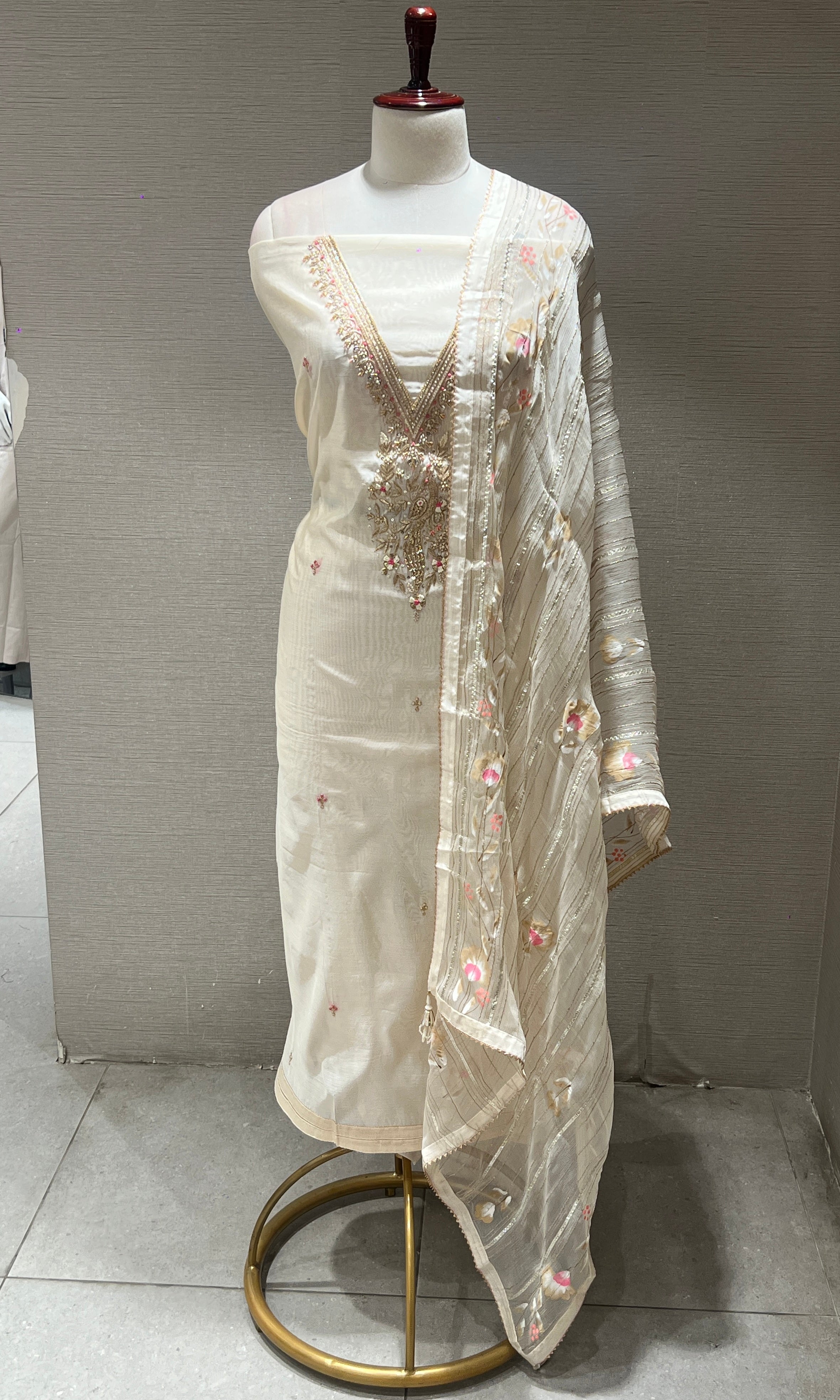 Ivory dress material (party wear)