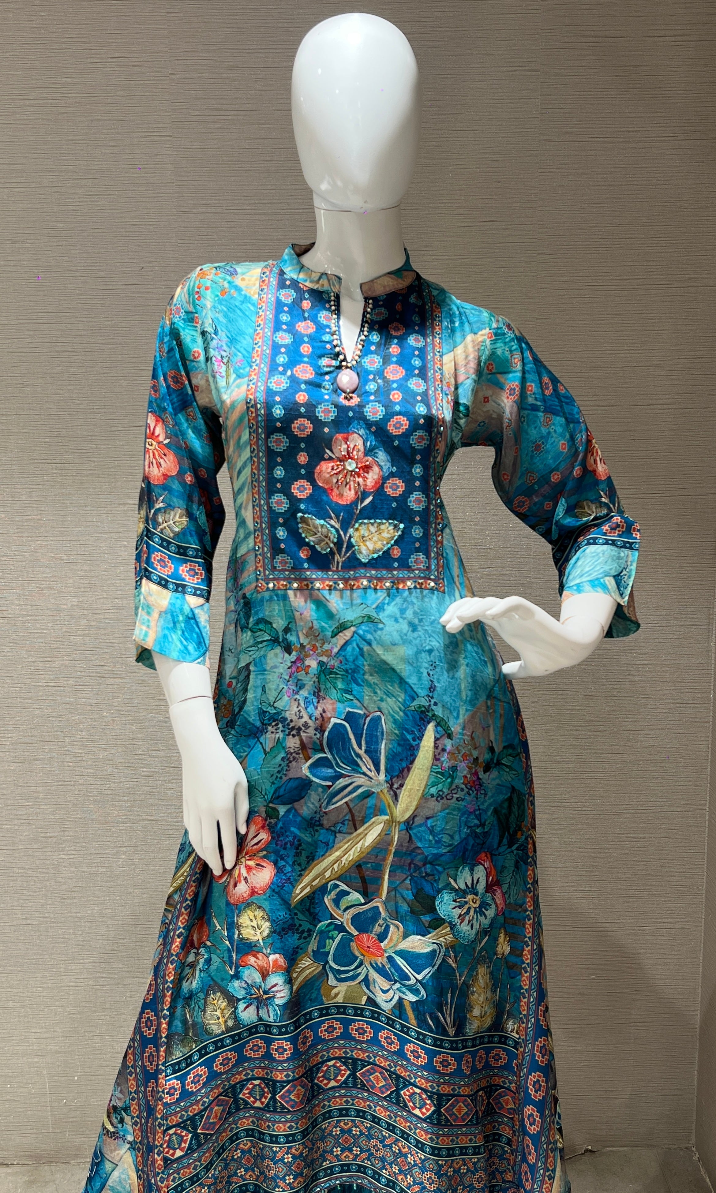 Blue kurta set with palazzo pant