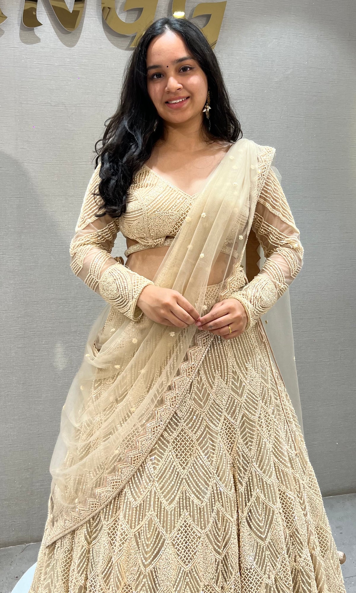 GOLDEN GLOW INTRICATE THREAD EMBROIDERY BRIDAL LEHENGA