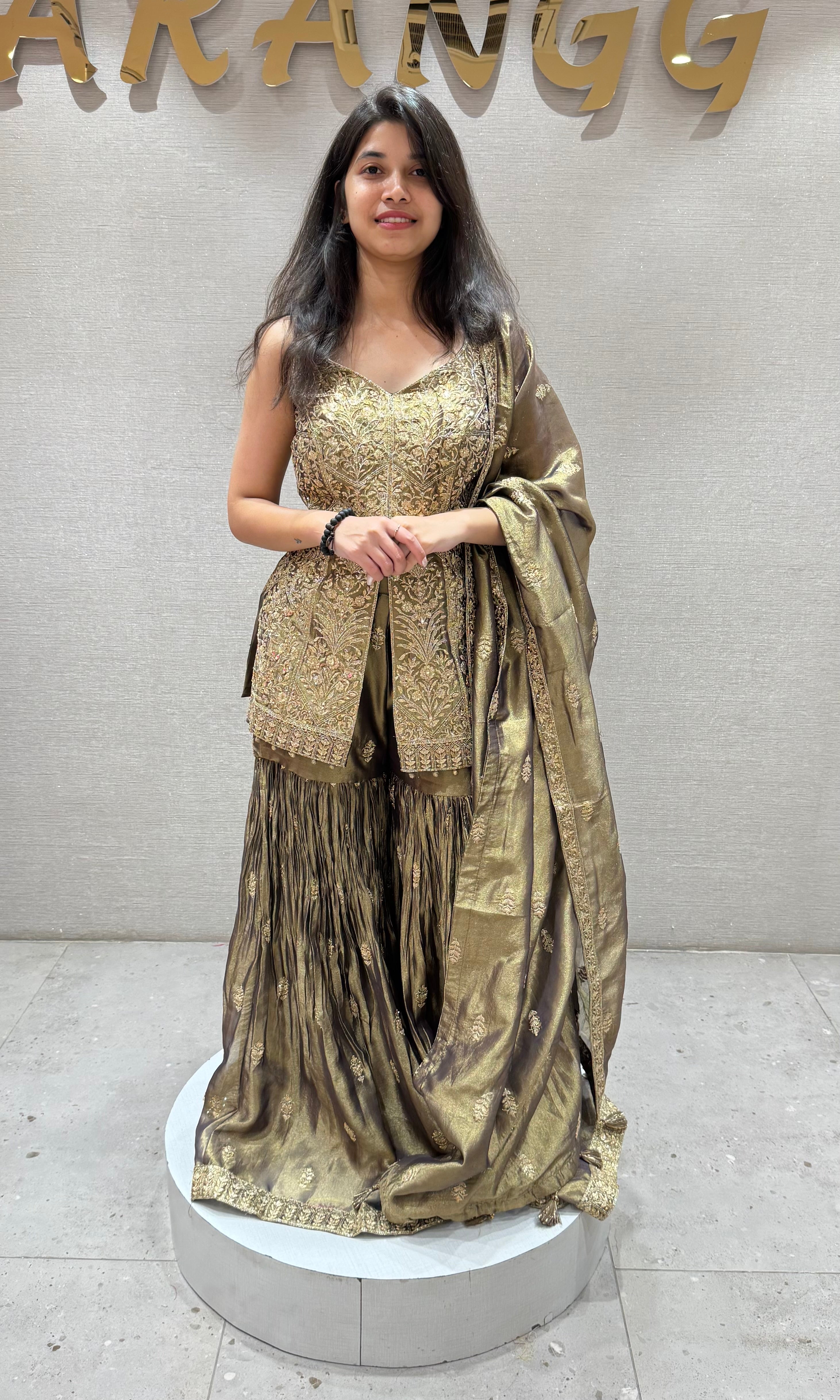 COPPER GOLD SHARARA SET