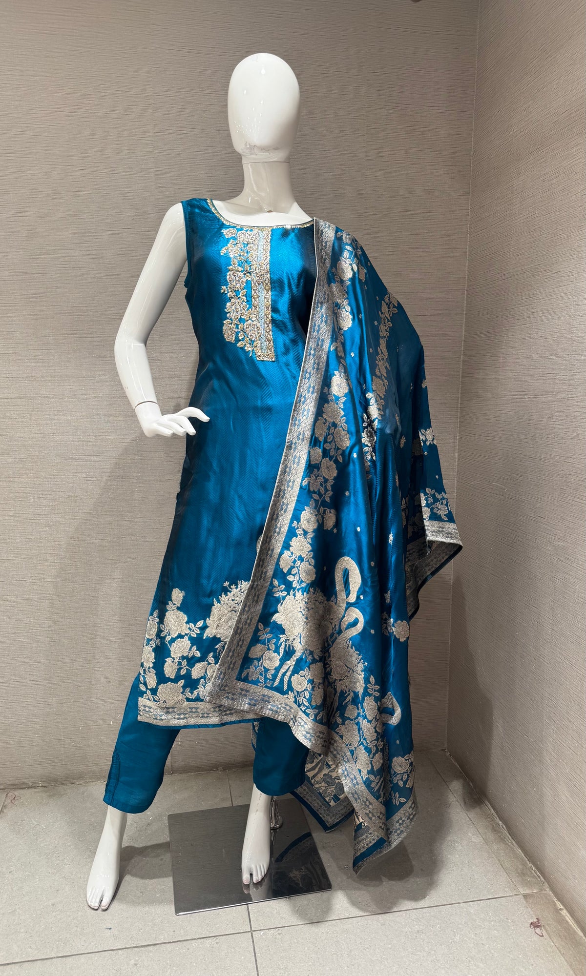 Rama Banarasi Brocade Silk Kurta Set with Dupatta
