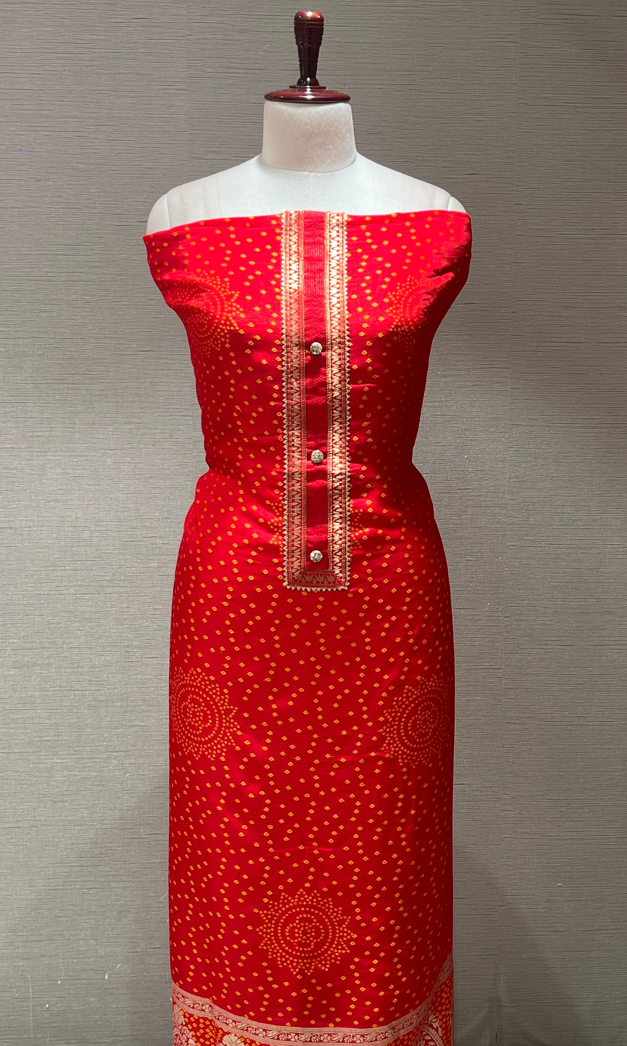 Red dress material (party wear)