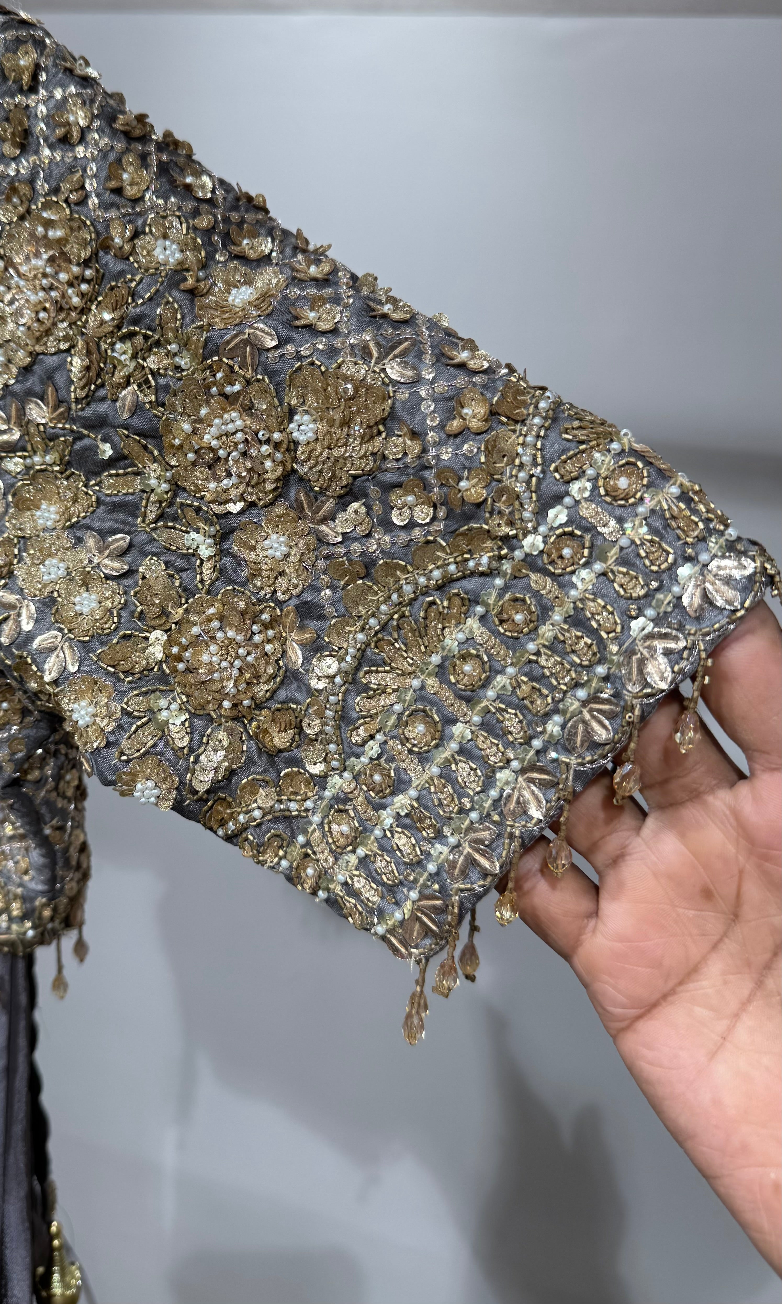Grey Cutdana Embroidered Designer SAREE