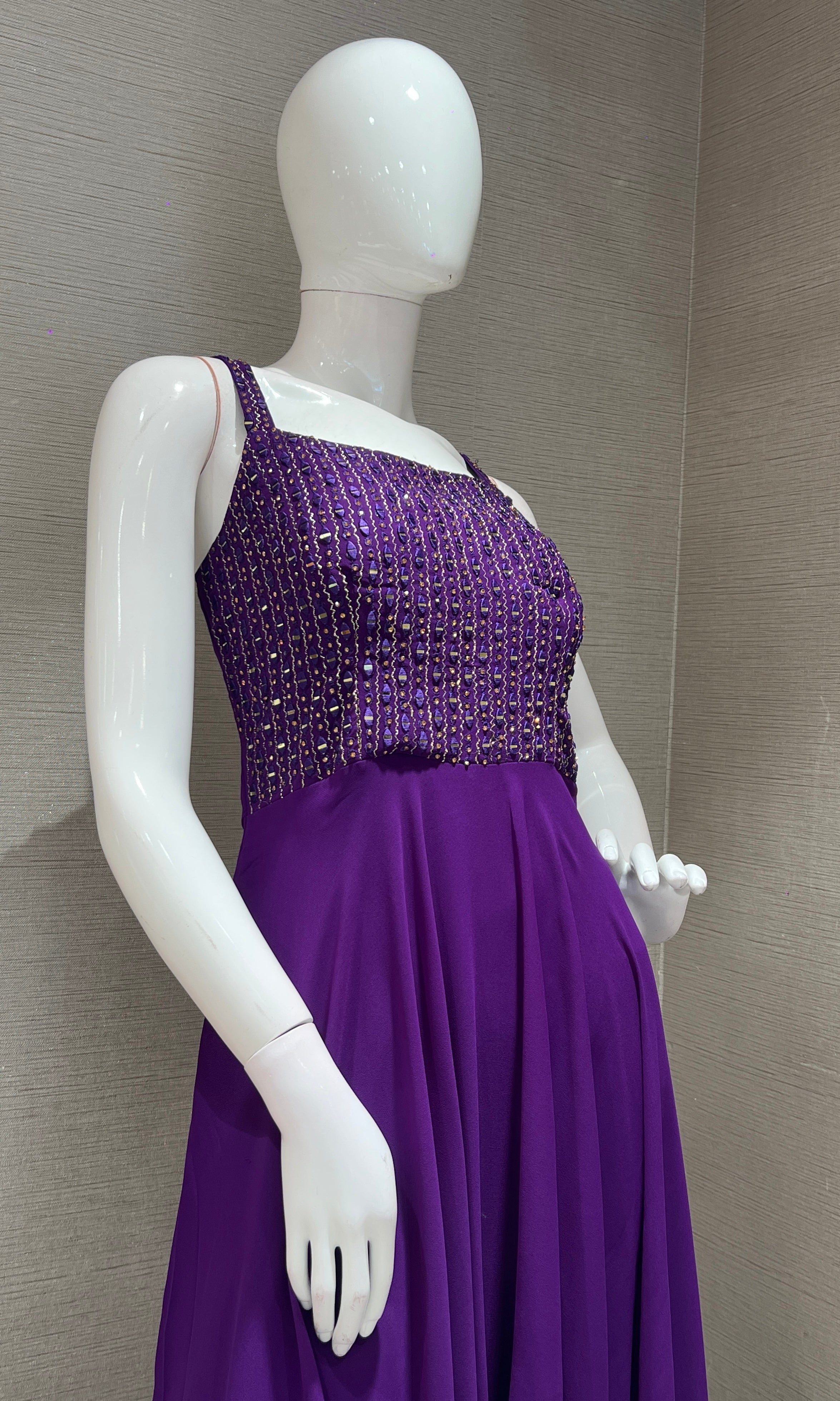 PURPLE EMBROIDERED LONG DRESS ANARKALI