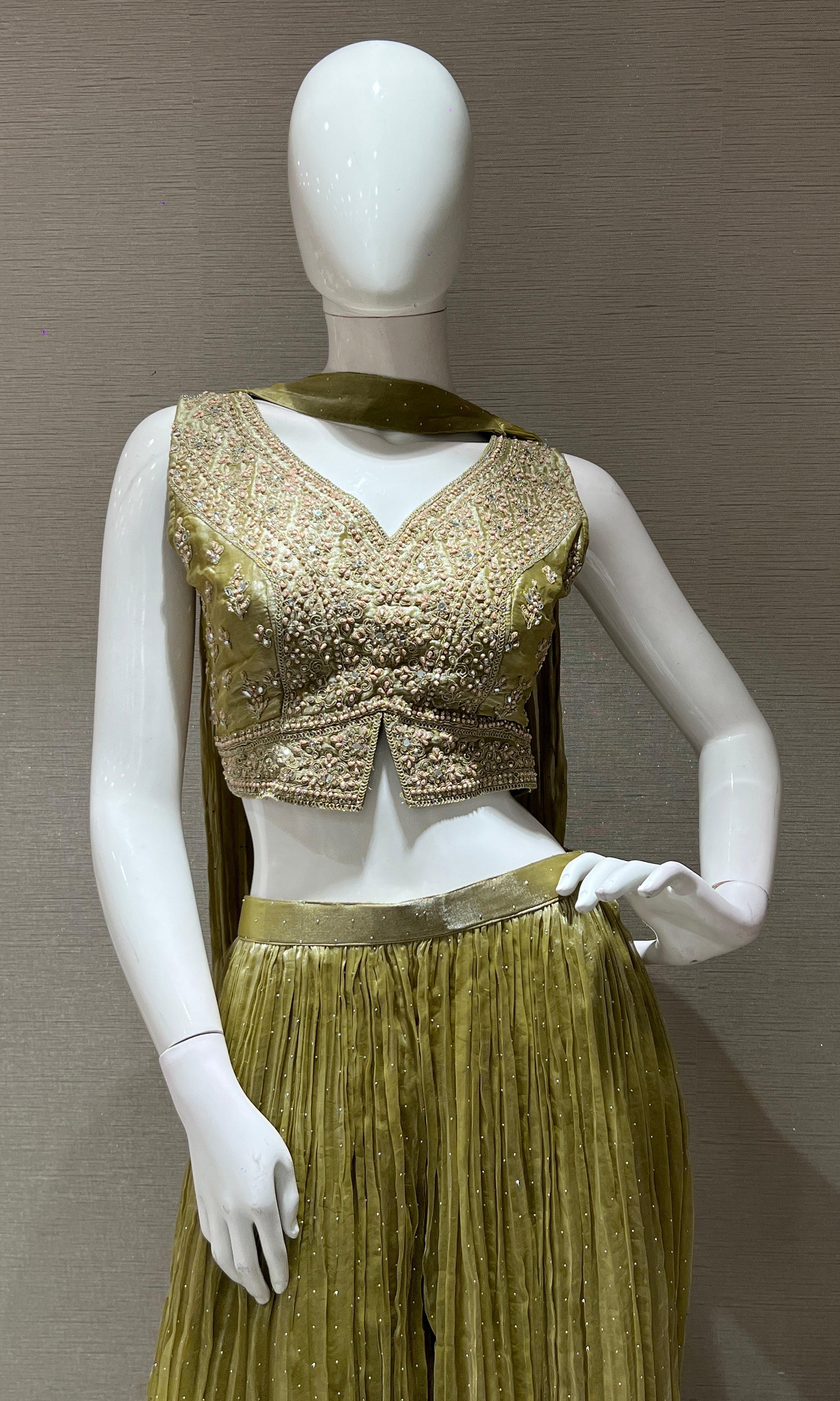 Green EMBROIDERED palazzo SET