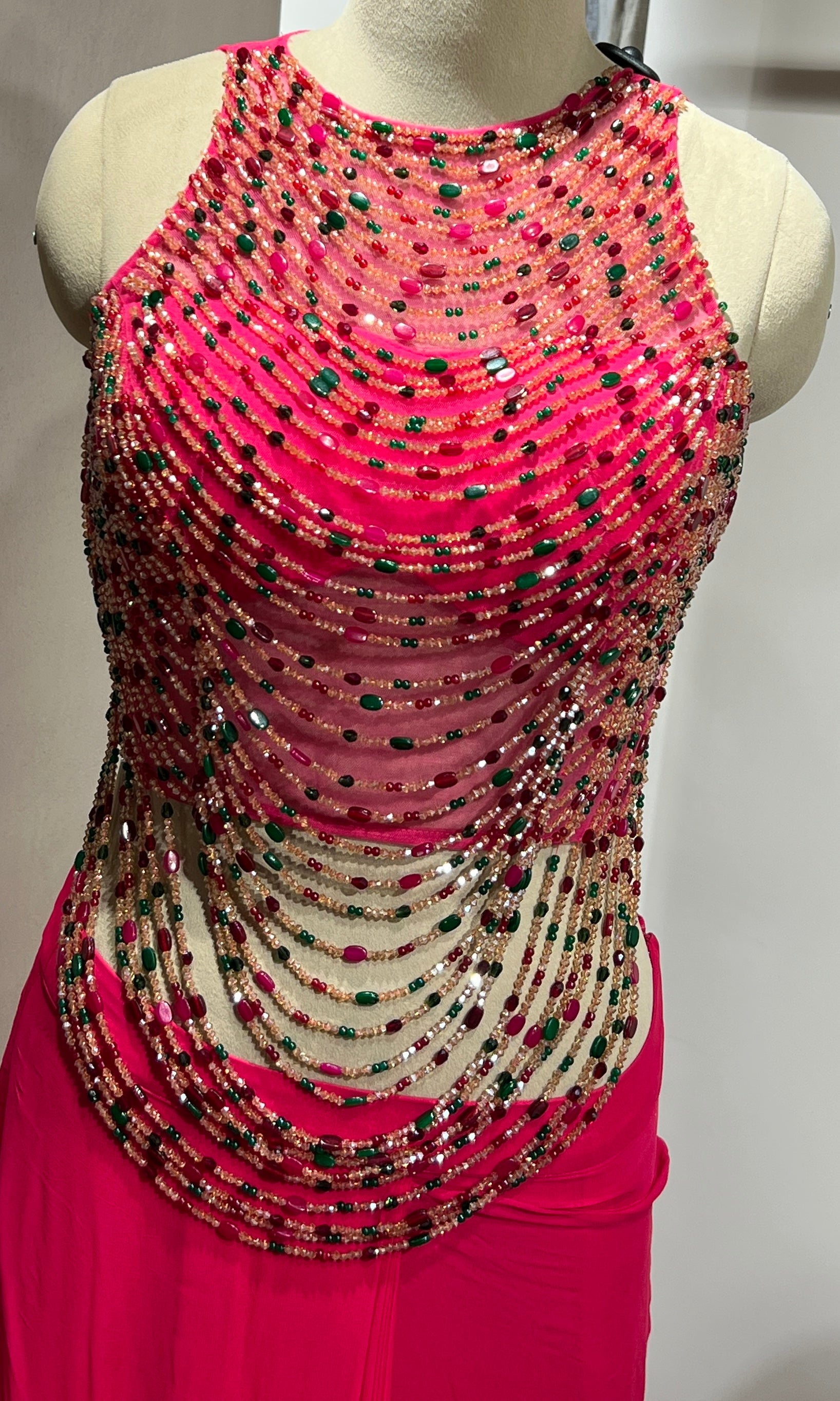 Pink DRAPE SAREE WITH HALTER BLOUSE
