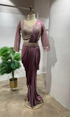 WINE DRAPE SAREE WITH ETHNIC BLOUSE & BELT