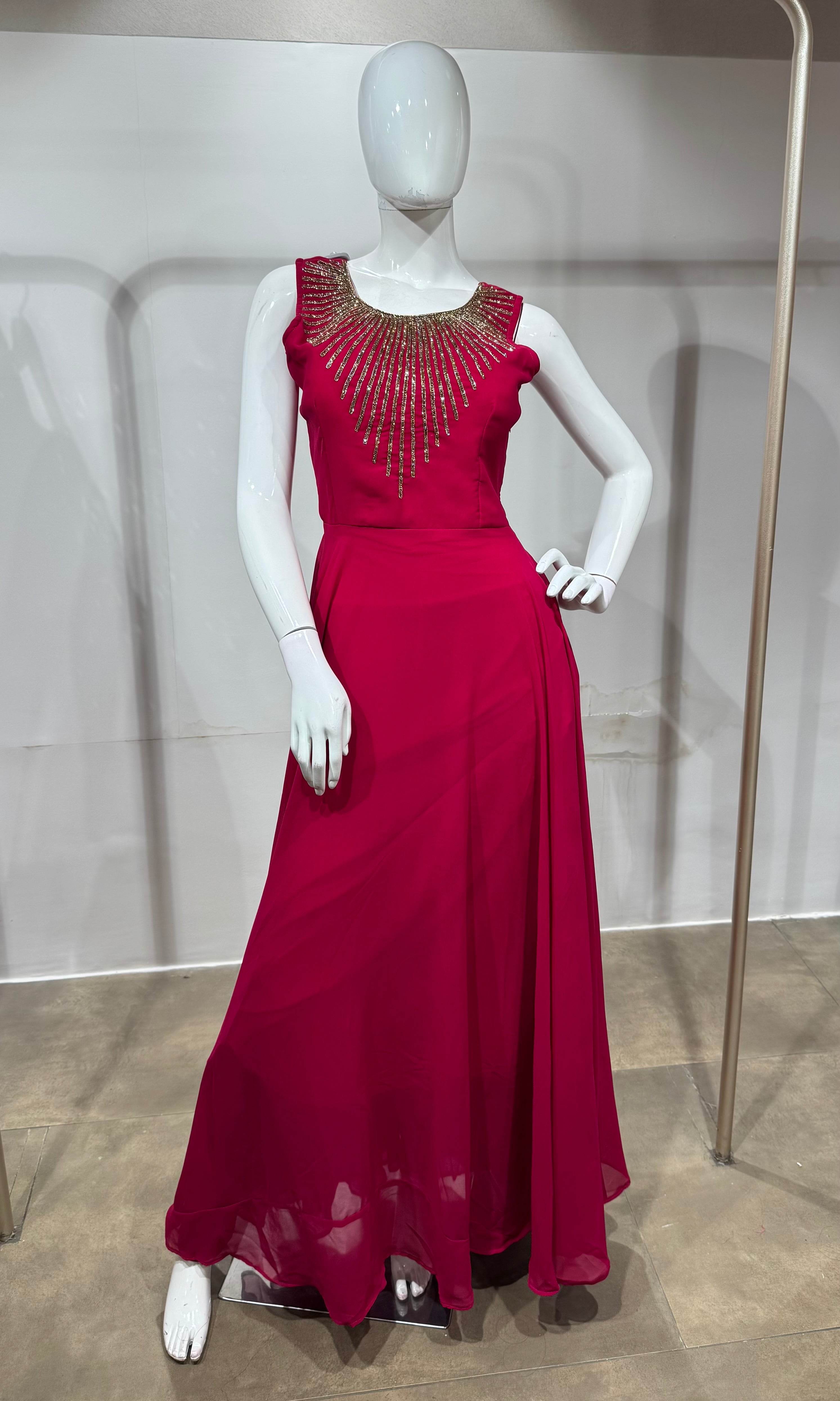 RANI Magenta Embroidered Anarkali Gown Set